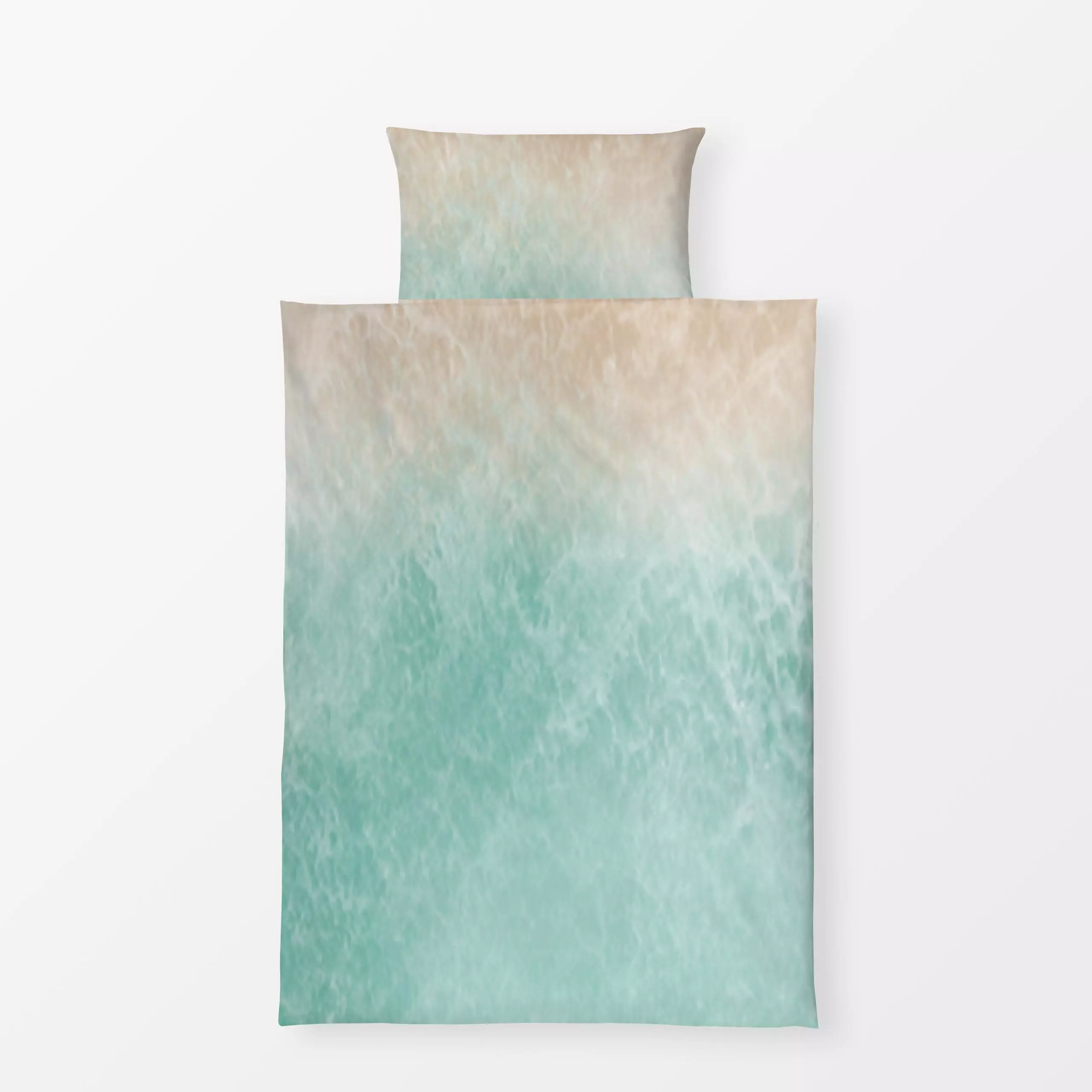 Bettwäsche Beige Türkis Soft - Symbole & Muster - von „Ute Arnold"; Wasser, Meer, Strand, beige, soft, turkis