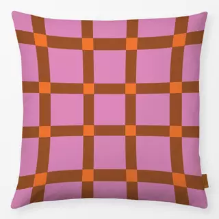 Kissen Karo Pink Braun Orange
