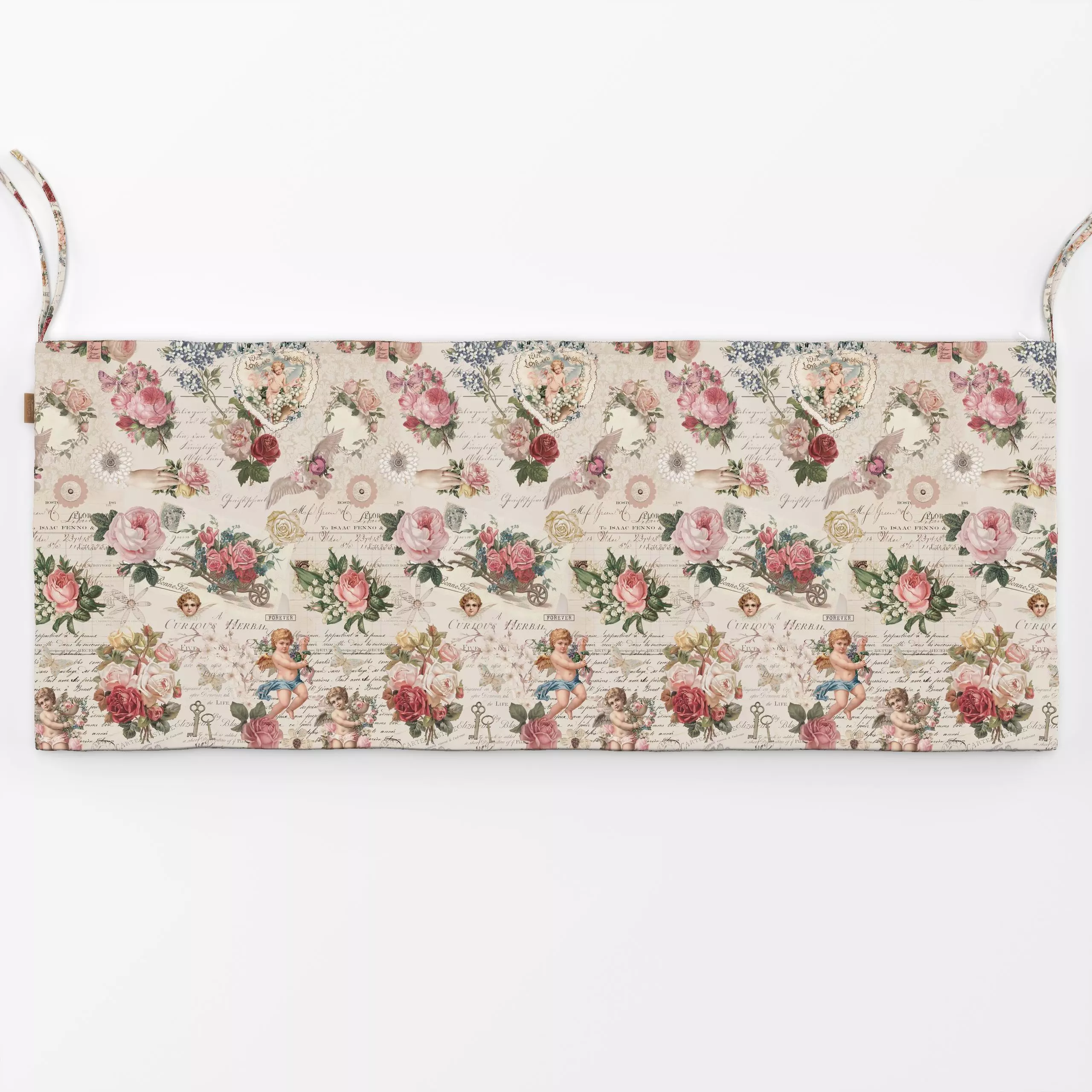 Bankauflage Vintage Kitsch - Liebe, Romantik & Pride, Retro & Vintage - von „Andrea Haase"; Blumen, Herzen, Valentinstag, ve...