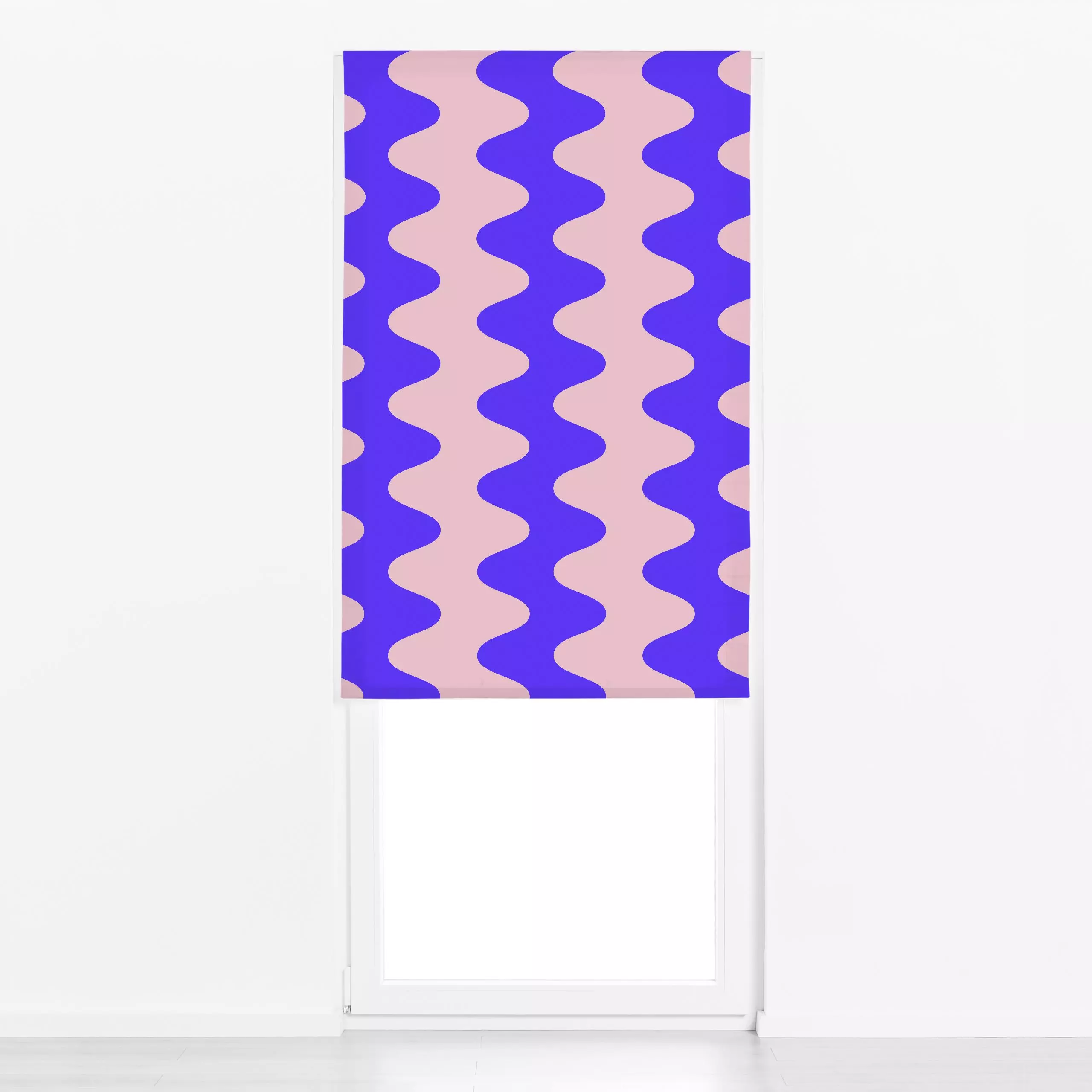 Raffrollo Fun Wave blue - Symbole & Muster - von „Julia Schumacher"; wellen, Beach, fun, beachvibes, gewellt, groovy