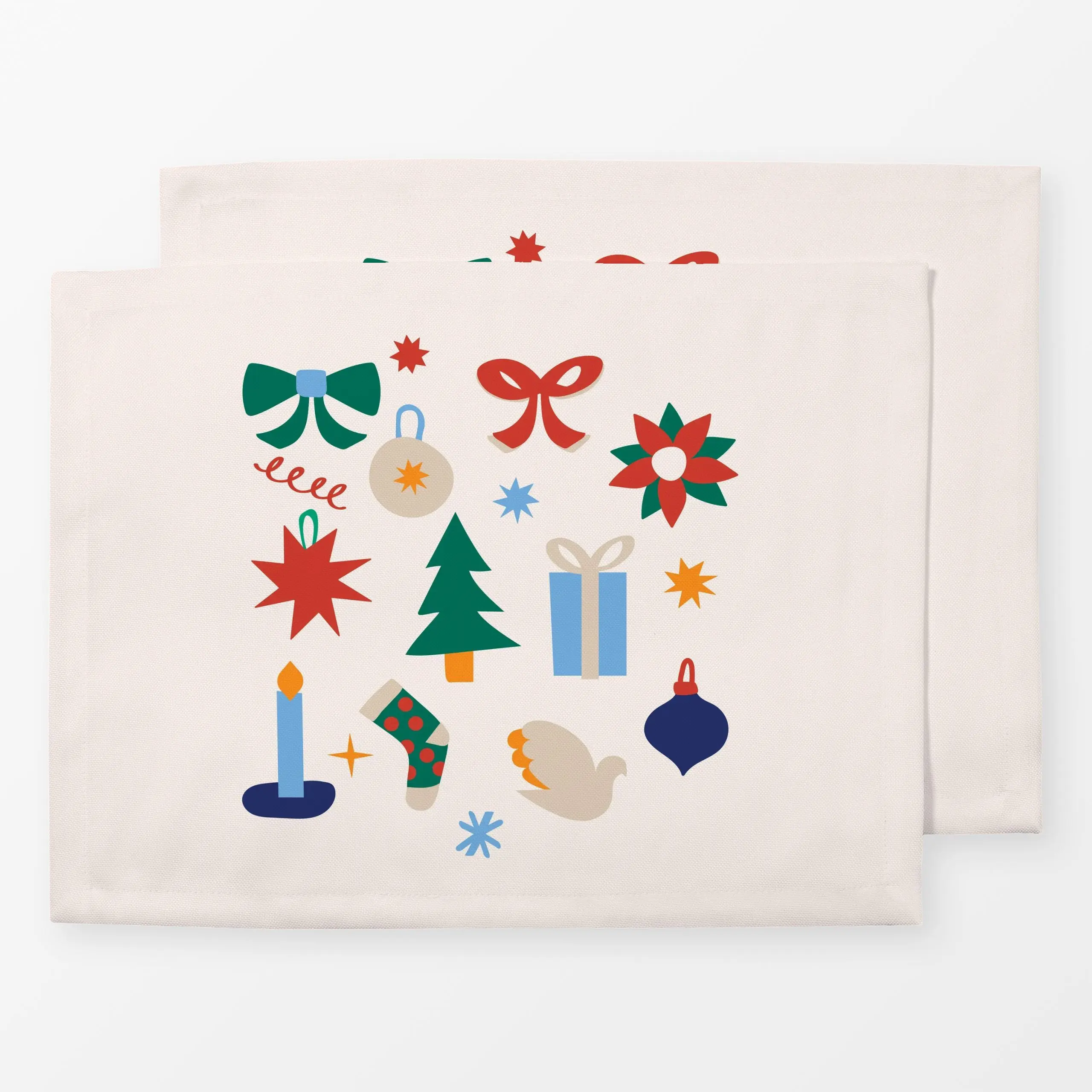 Tischset Christmas Spirit Vanilla - Weihnachten, Symbole & Muster - von „Jana Driver"; Tannenbaum, Sterne, Weihnachten, beig...