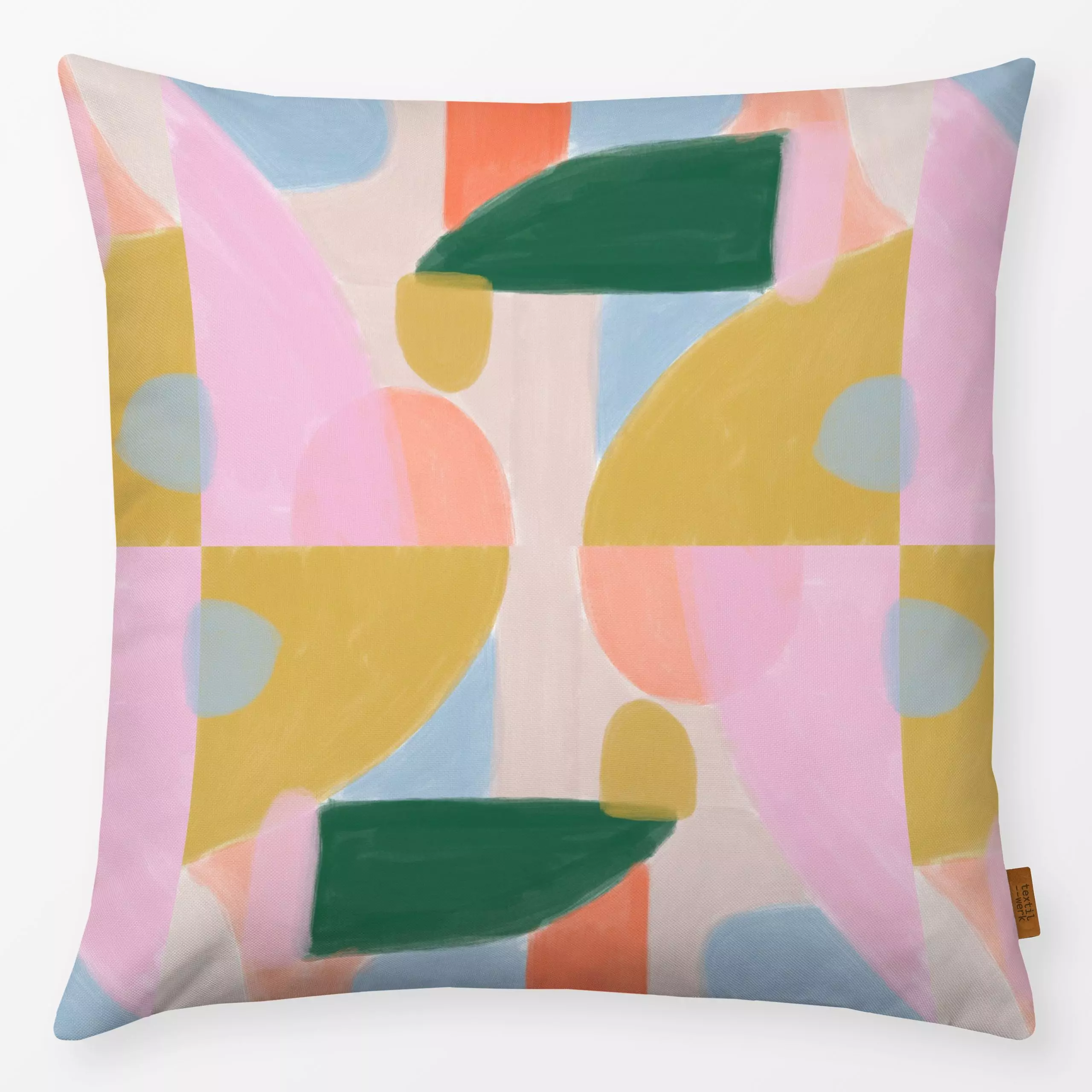 Kissen Häppy Herbst Shapes - Herbst, Symbole & Muster - von „Studio ROSAGRAU"; boho, Aquarell, Pinsel, Illustration, abstrak...