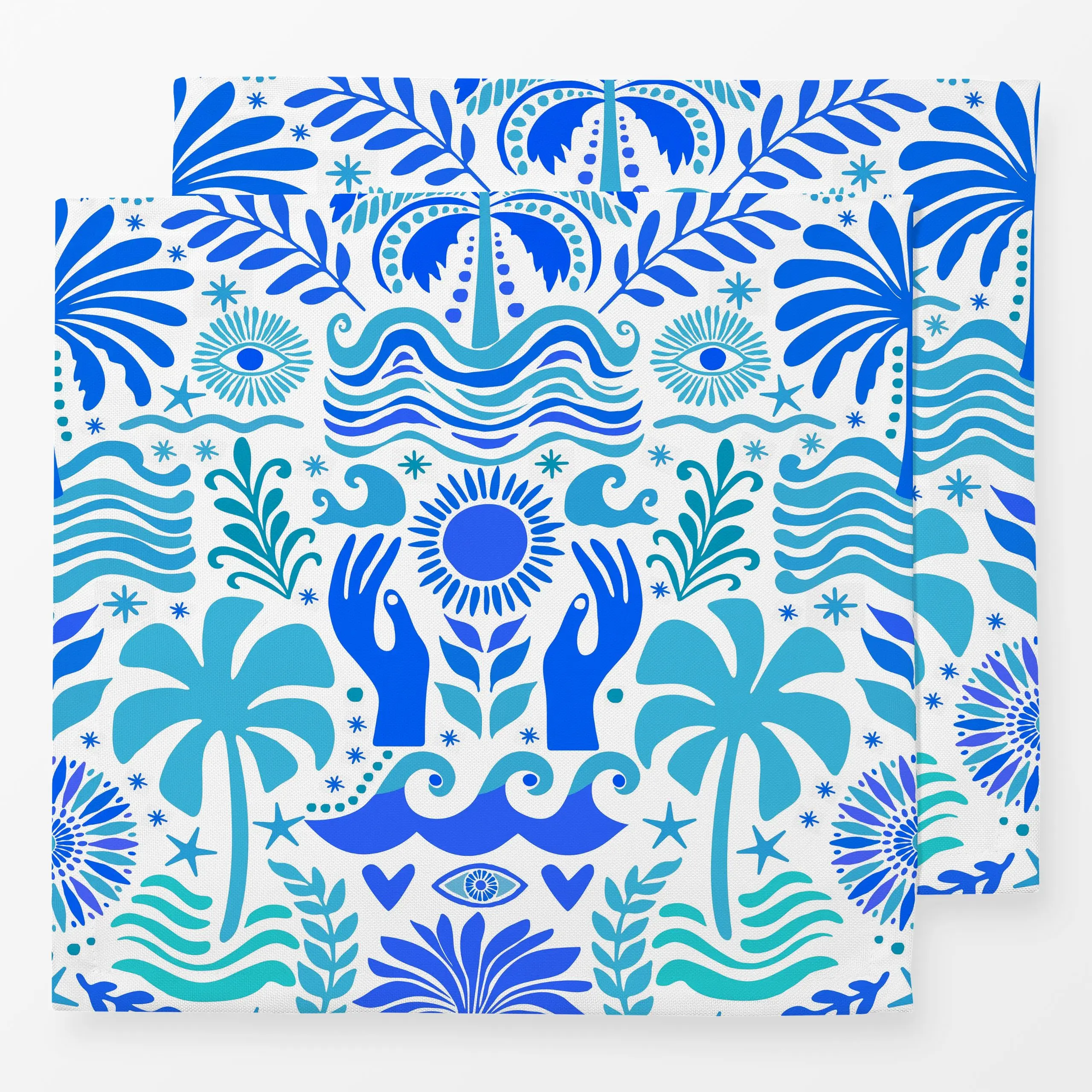 Servietten Boho Beach Teal Blue - Sommer - von „Andrea Haase"; boho, hippie, tropisch, exotisch, Urlaub, frisch, ibiza, spir...