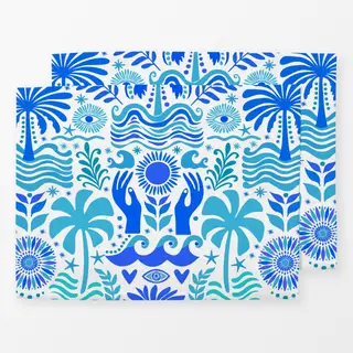 Tischset Boho Beach Teal Blue