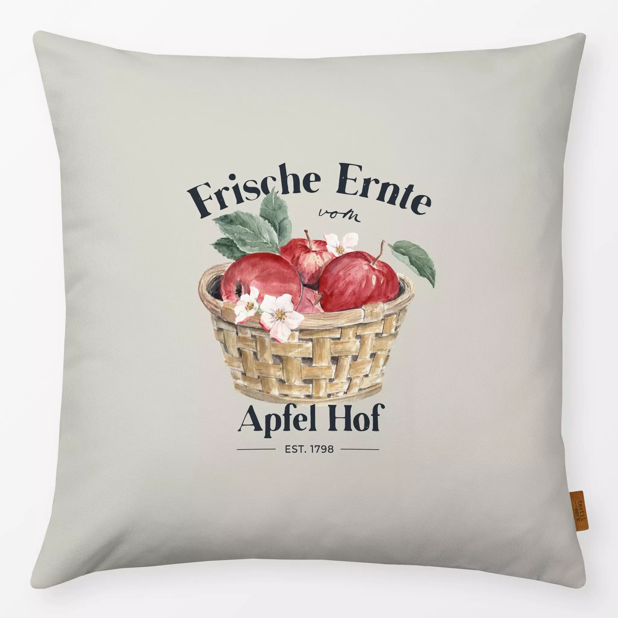 Kissen Kissen Ernte Apfel Korb kühl beige