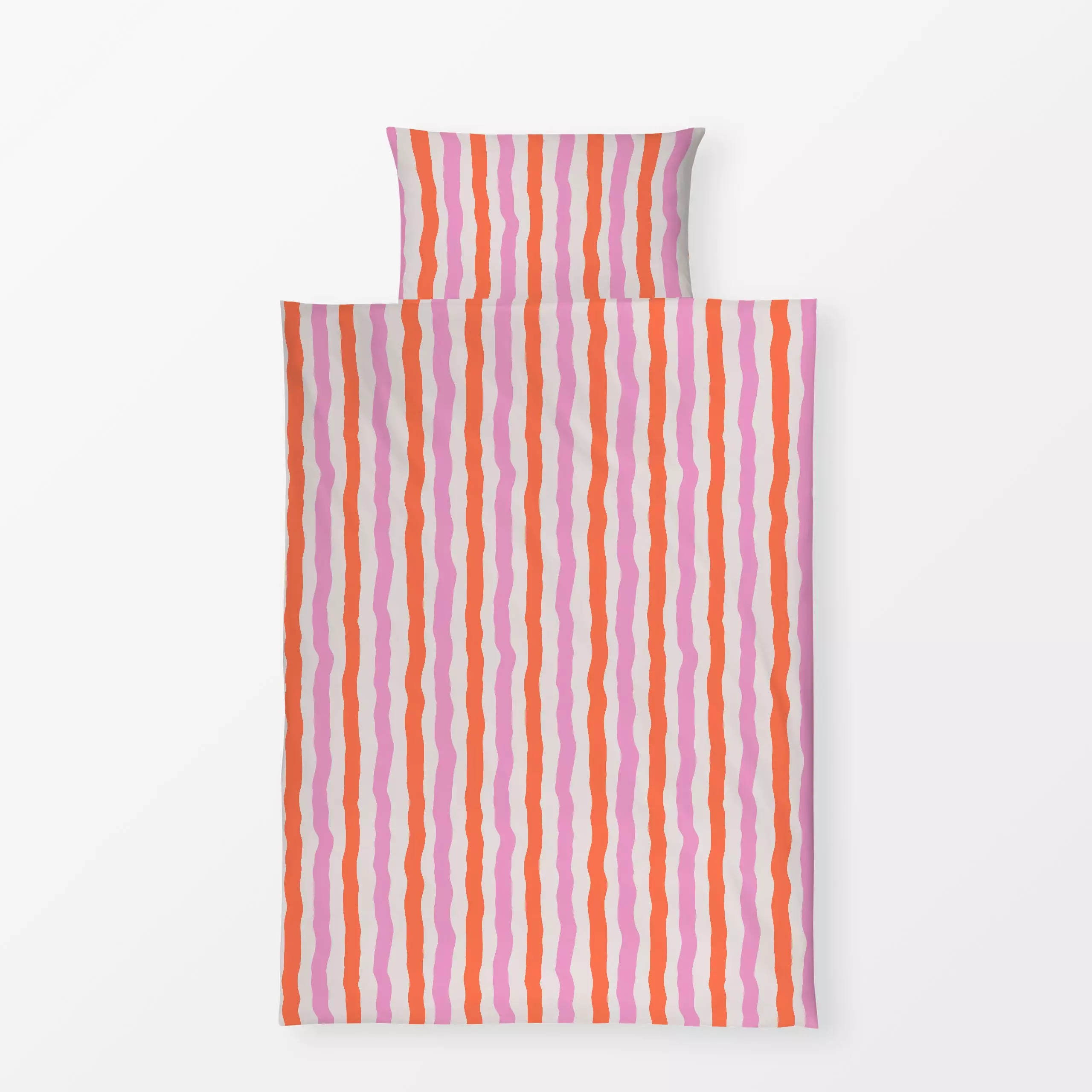 Bettwäsche Stripes Love 2 - Symbole & Muster - von „Studio Memb"; Streifen, rosa, Orange, pink, gestreift, spring