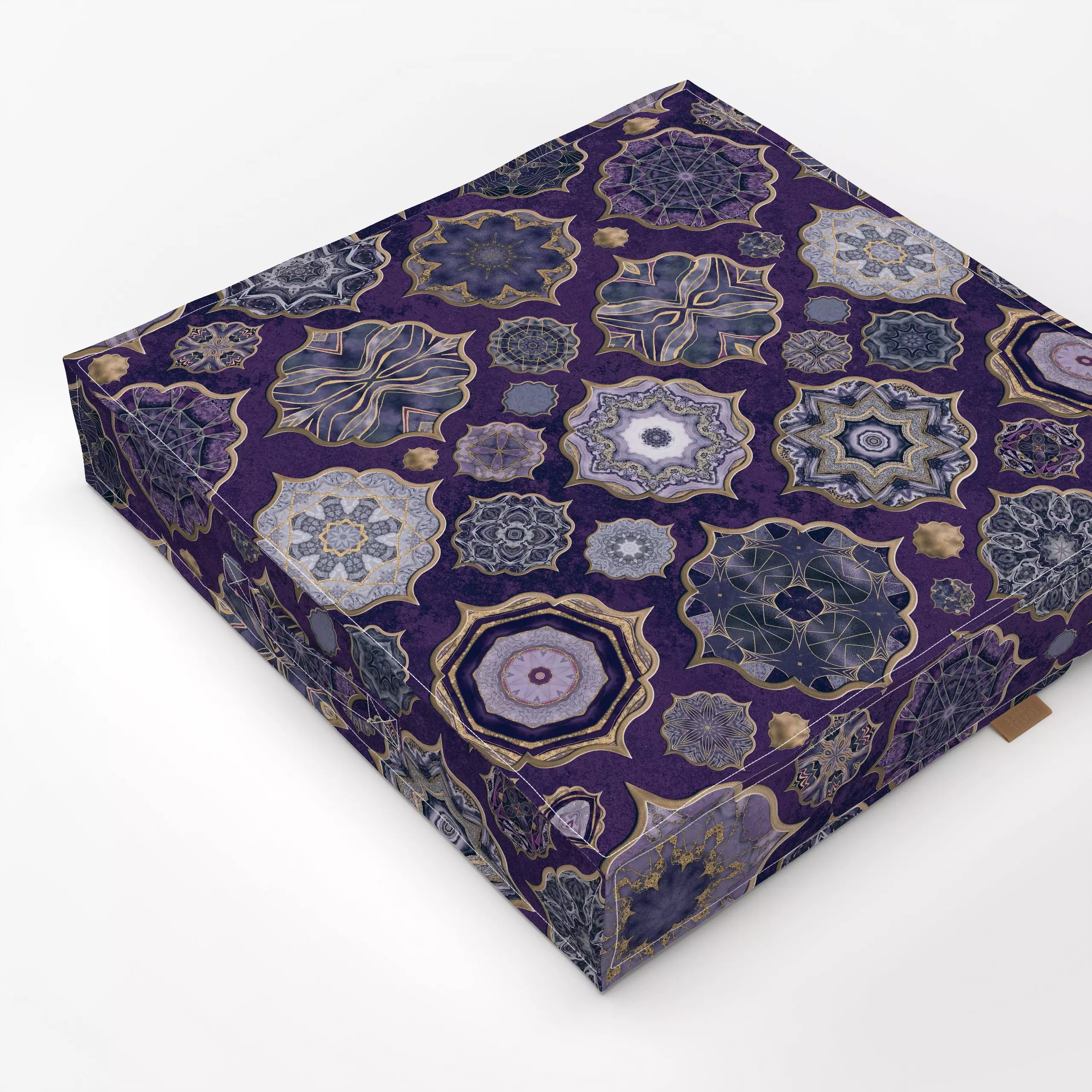 Bodenkissen Moroccan Tiles Purple Gold - Symbole & Muster, Retro & Vintage - von „Andrea Haase"; vintage, mediterran, boho, ...
