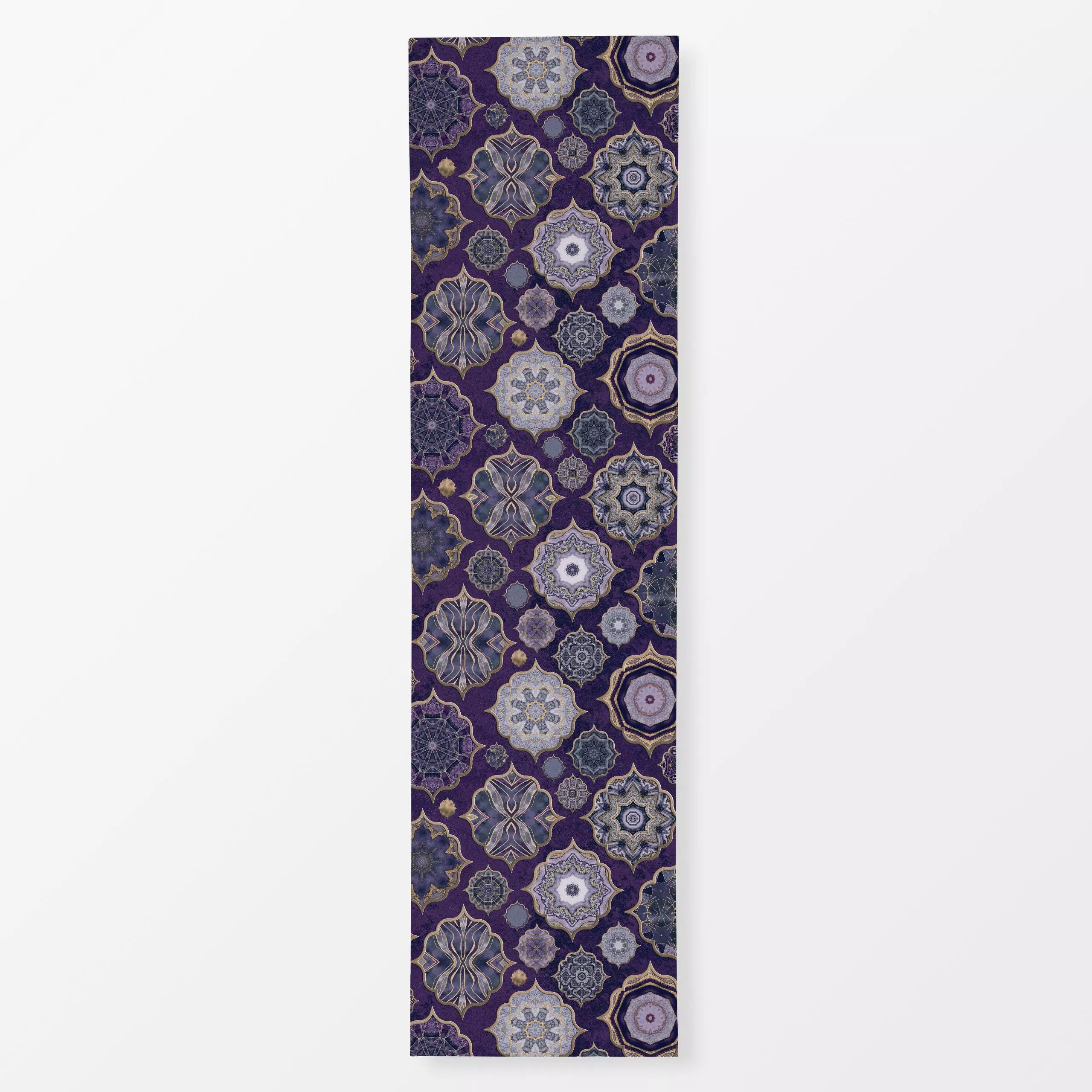 Tischläufer Moroccan Tiles Purple Gold, gemustert, von Andrea Haase