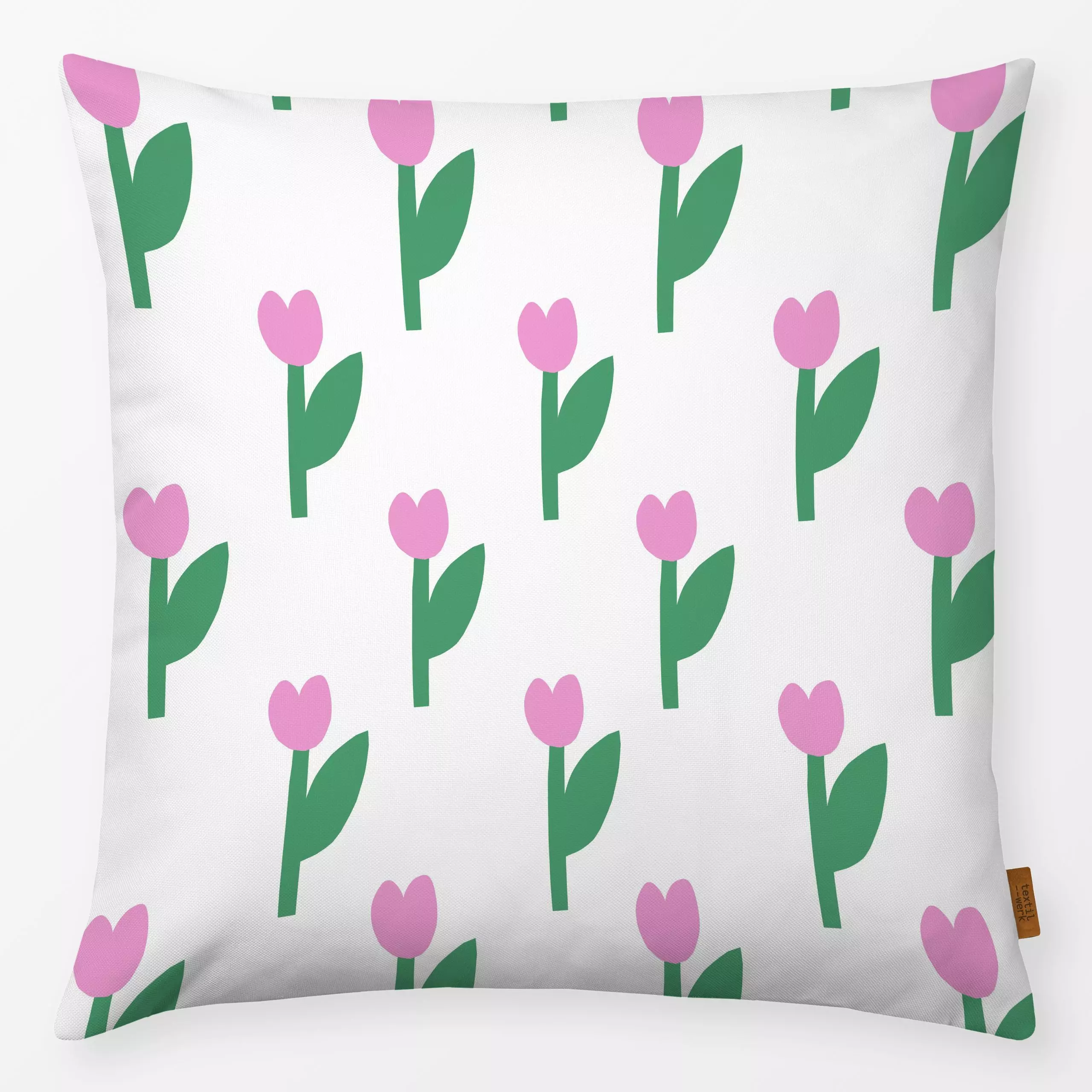 Kissen Tulpen Pink - Blumen & Florales, Frühling, Symbole & Muster - von „Lisa Jasmin Bauer"; Blumen, Tulpen, Sommerblumen, ...