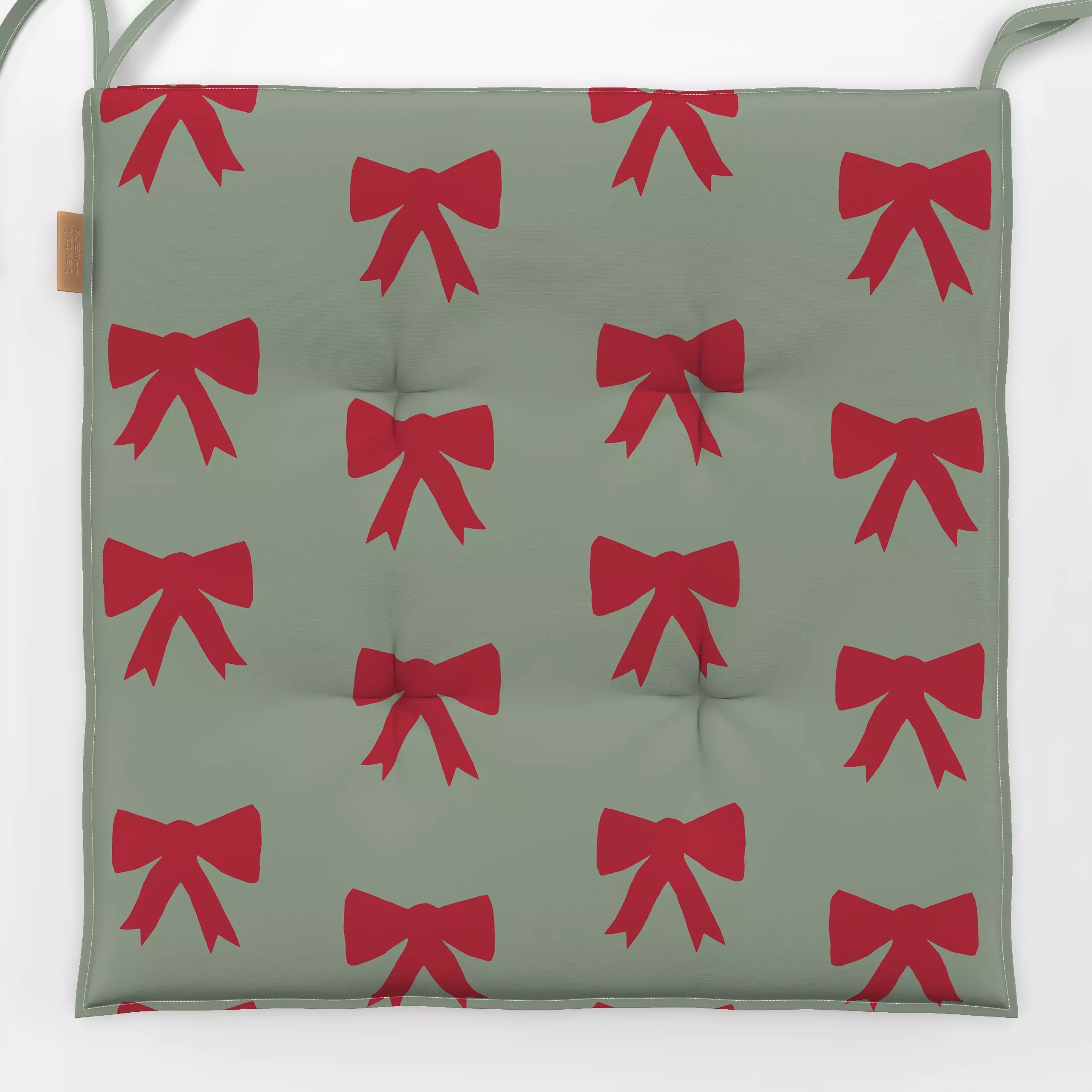 Sitzkissen Schleifen Muster hellgrün - Weihnachten, Winter - von „Iris Knabenschuh Textildesign"; Winter, weihnachtlich, Wei...