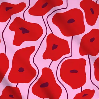 Meterware Poppy Pattern Pink