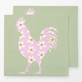 Servietten Blumen Hahn Grün