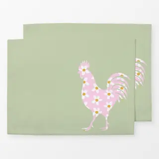 Tischset Blumen Hahn Grün