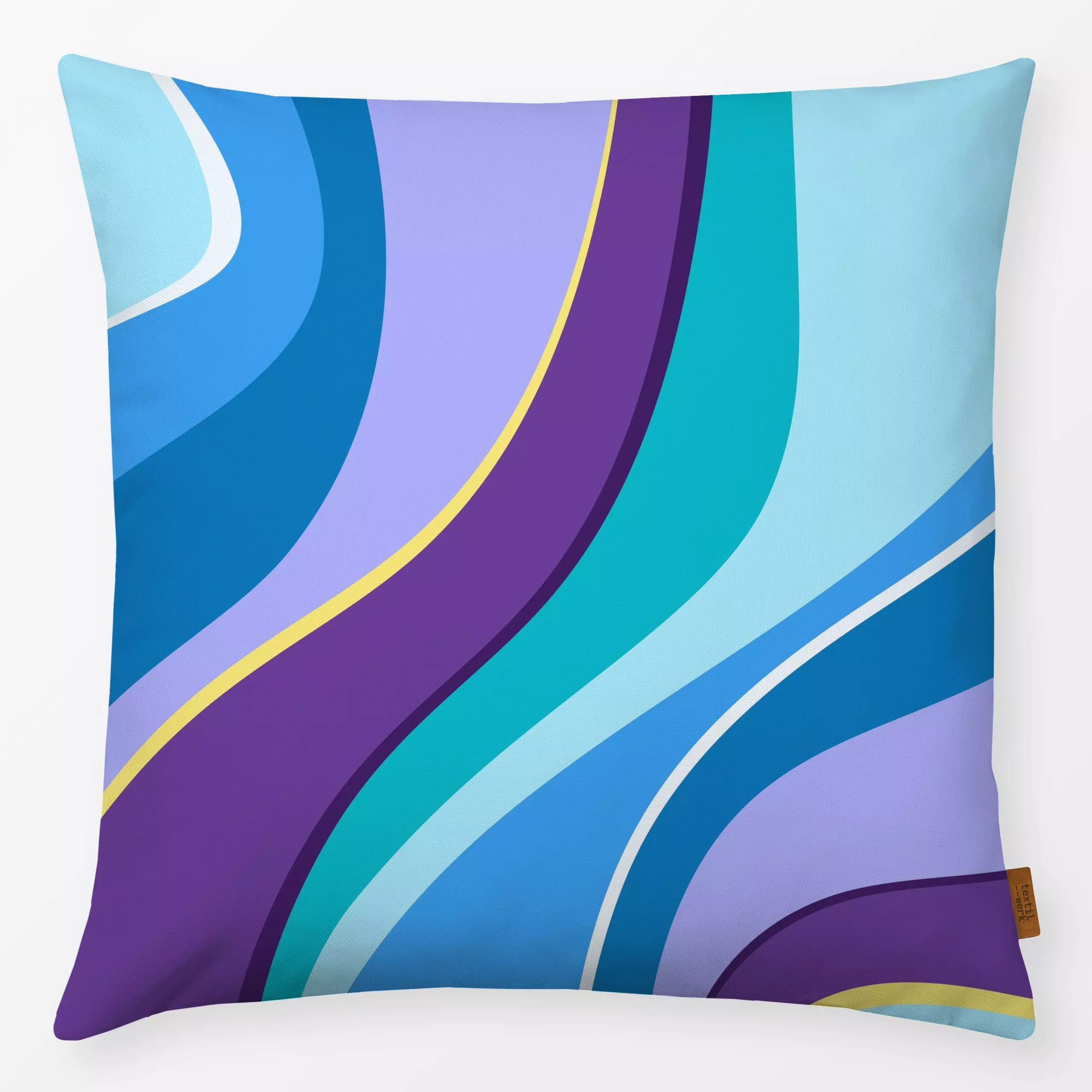 Kissen Farbfreude Passion 1 - Symbole & Muster - von „Primus Pattern"; Linien, Streifen, Retro, wellen, gestreift, Farbverla...