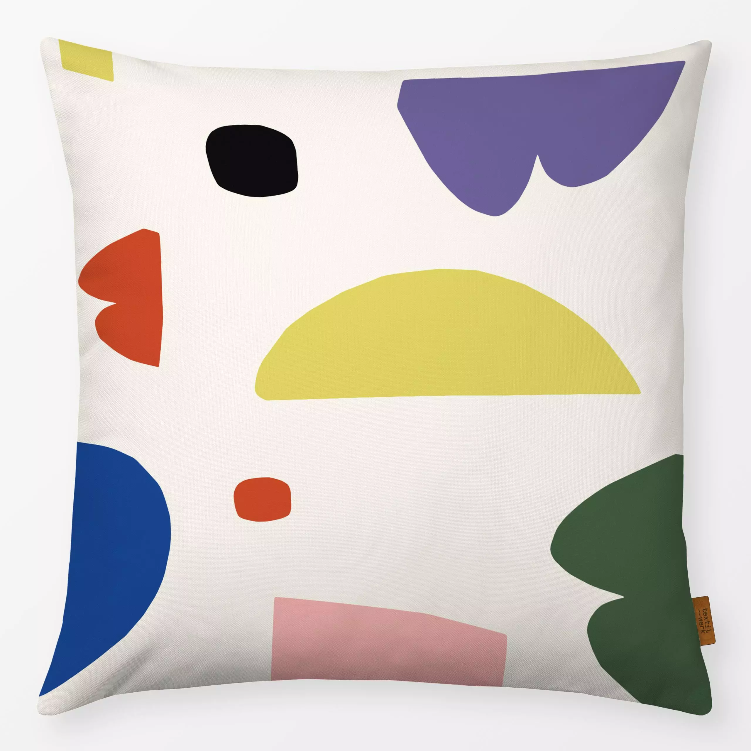 Kissen Sunday Afternoon - Symbole & Muster - von „Petra Kaksonen"; minimal, Collage, modern, verspielt, Scandianvian, farben...