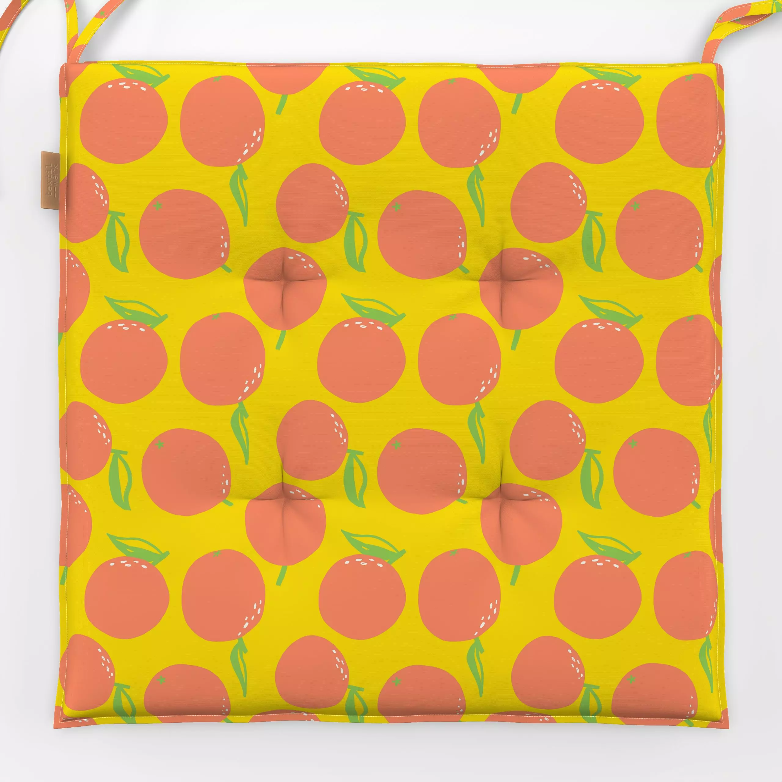 Sitzkissen Juicy Oranges Gelb - Sommer, Küche, Essen & Trinken, Früchte - von „Janna Schipper"; Frucht, Obst, Orange, tropic...