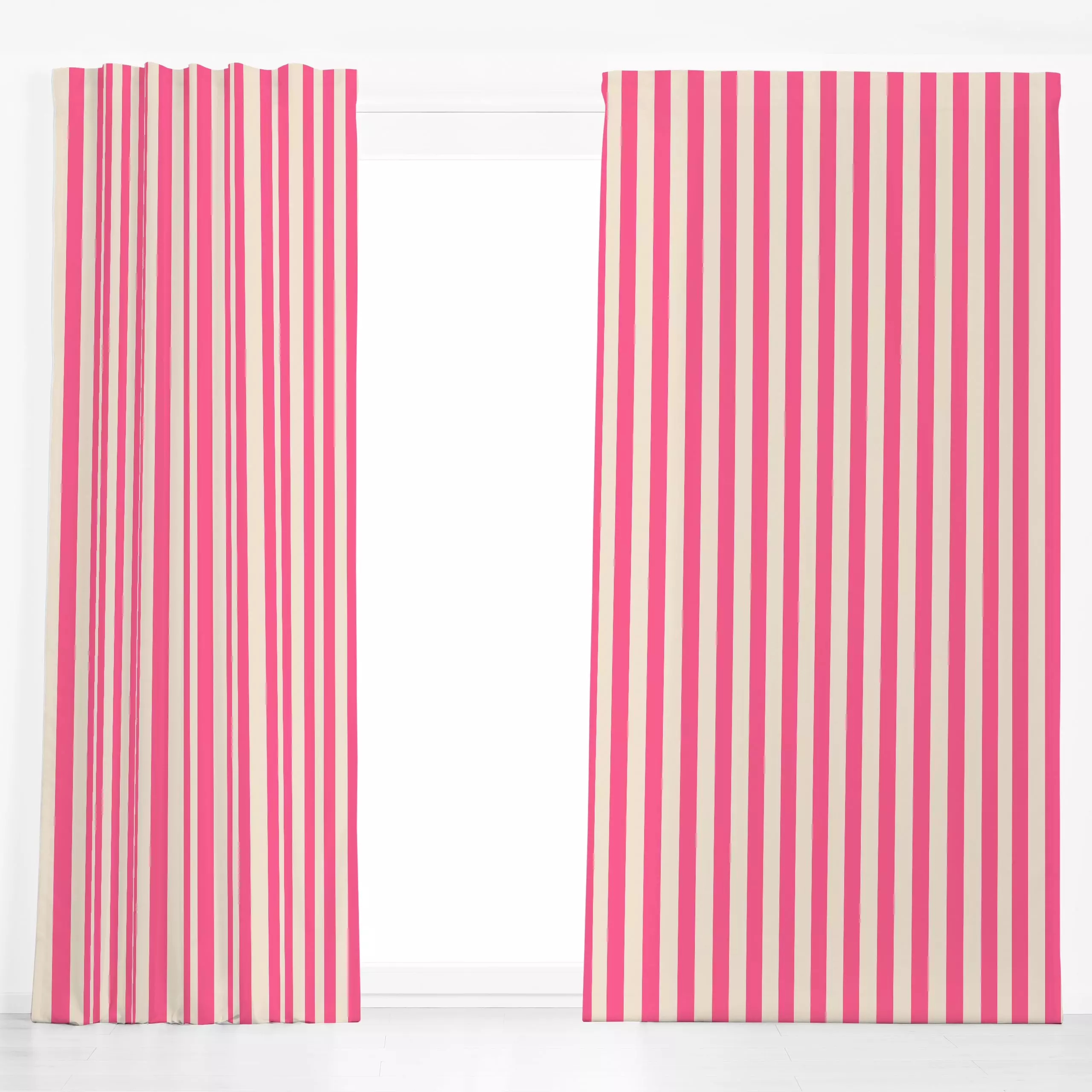 Dekovorhang Pink auf Beige Streifen - Sommer, Symbole & Muster - von „Alisa Knöß"; Streifen, skandinavisch, beige, pink, ges...