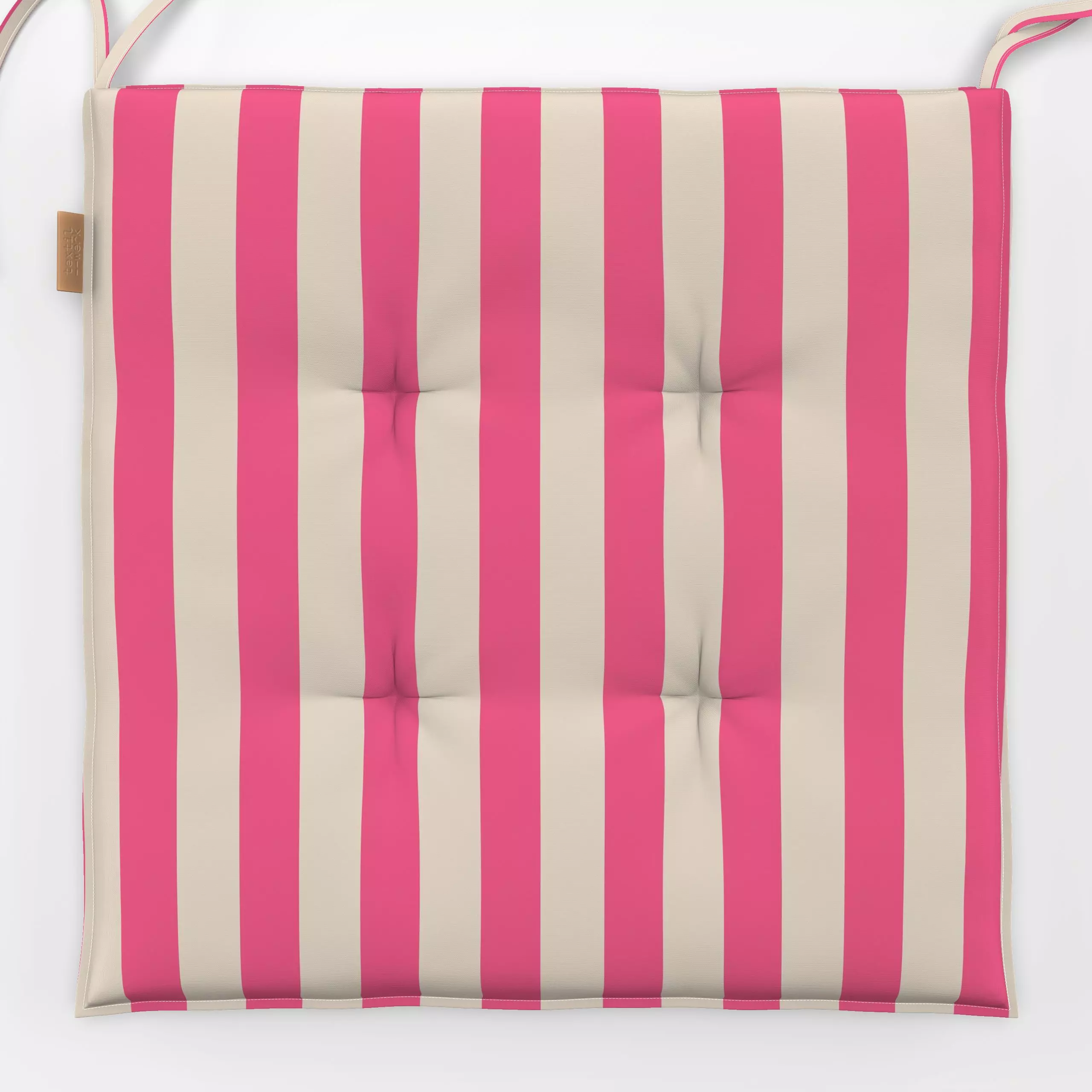Sitzkissen Pink auf Beige Streifen - Sommer, Symbole & Muster - von „Alisa Knöß“; Streifen, skandinavisch, beige, pink, gest...