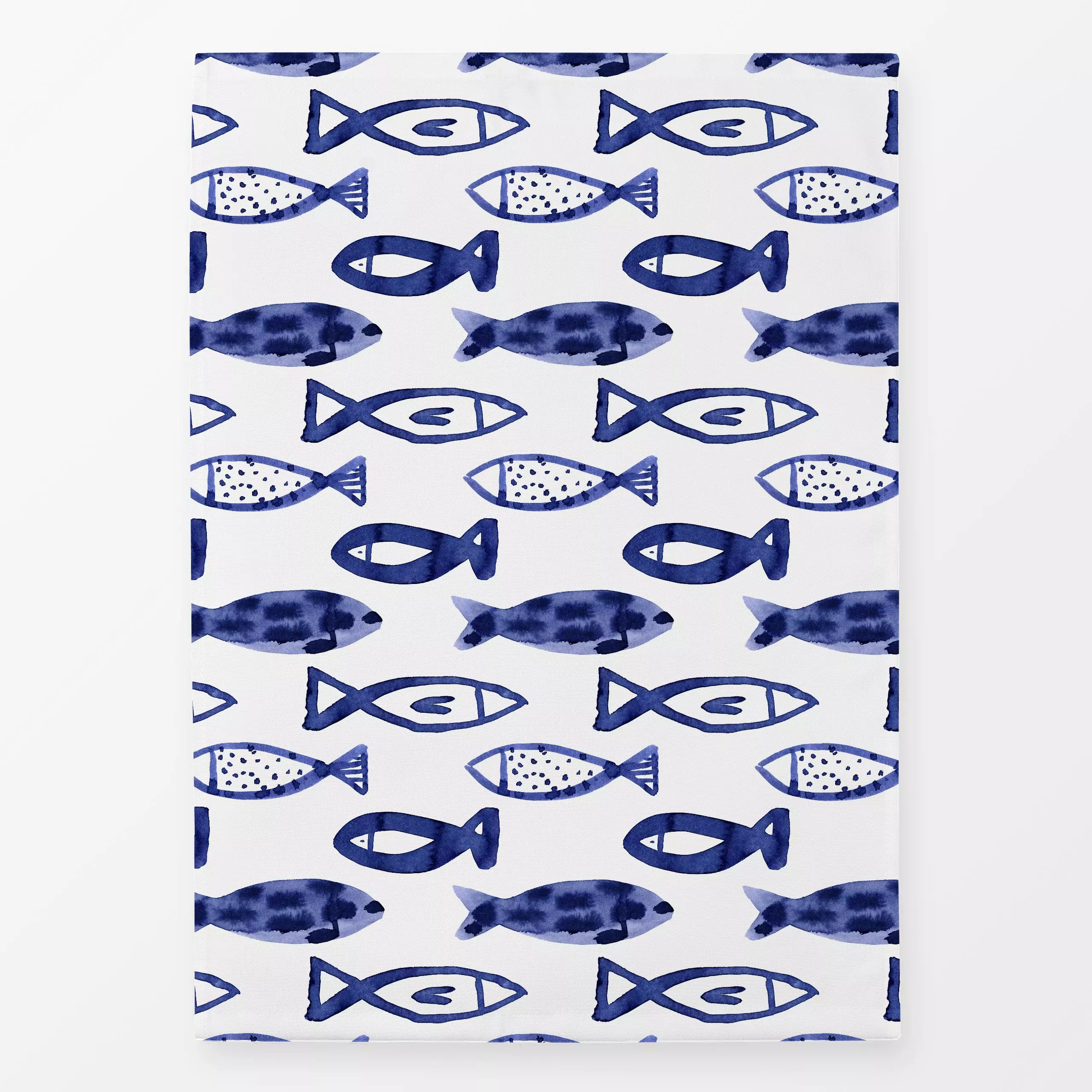 Geschirrtücher Seaside Notes 2 - Sommer, Tiere - von „Janna Schipper"; Aquarell, abstrakt, Meer, Fische, blau, mediterran, m...