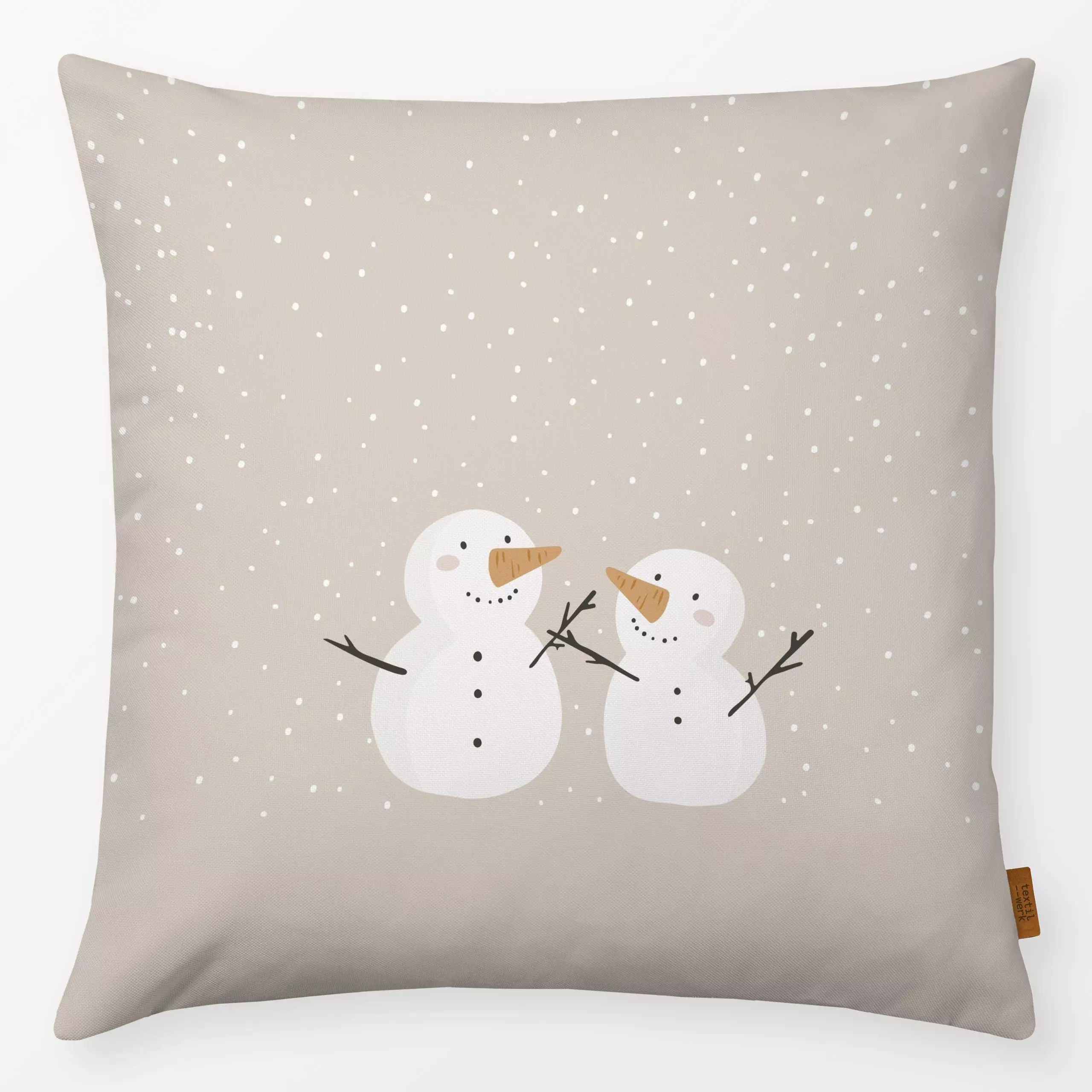 Kissen SCHNEEMANN FREUNDE - Kinderzimmer & Motive für Kinder, Weihnachten, Winter - von „Kruth Design"; Schneeflocken, Weihn...