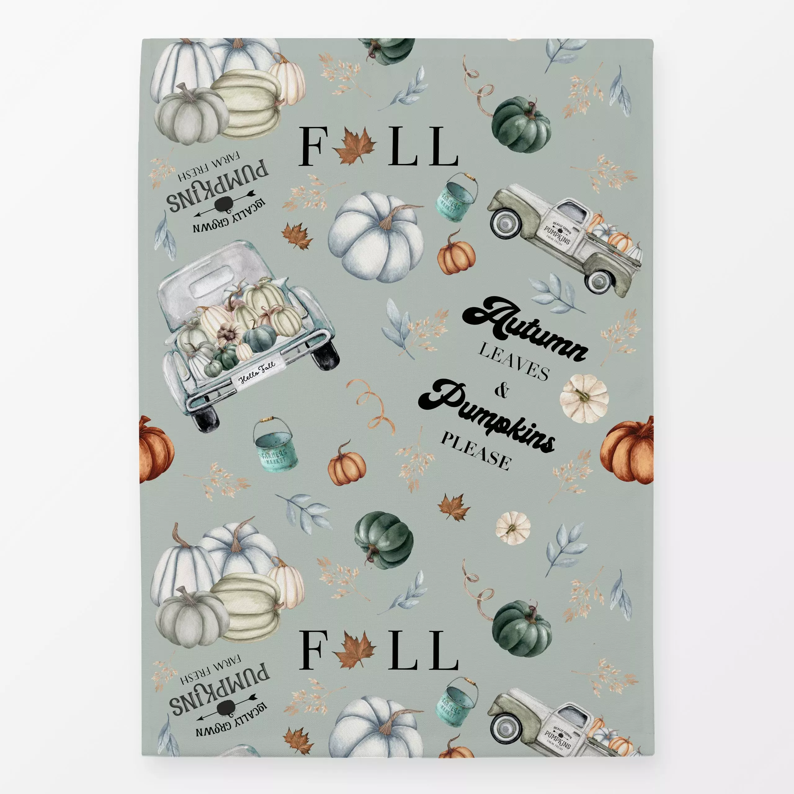 Geschirrtücher Happy Pumpkin Pattern - Herbst, Symbole & Muster, Gemüse - von „Monika Strigel"; Wasserfarben, niedlich, Salb...