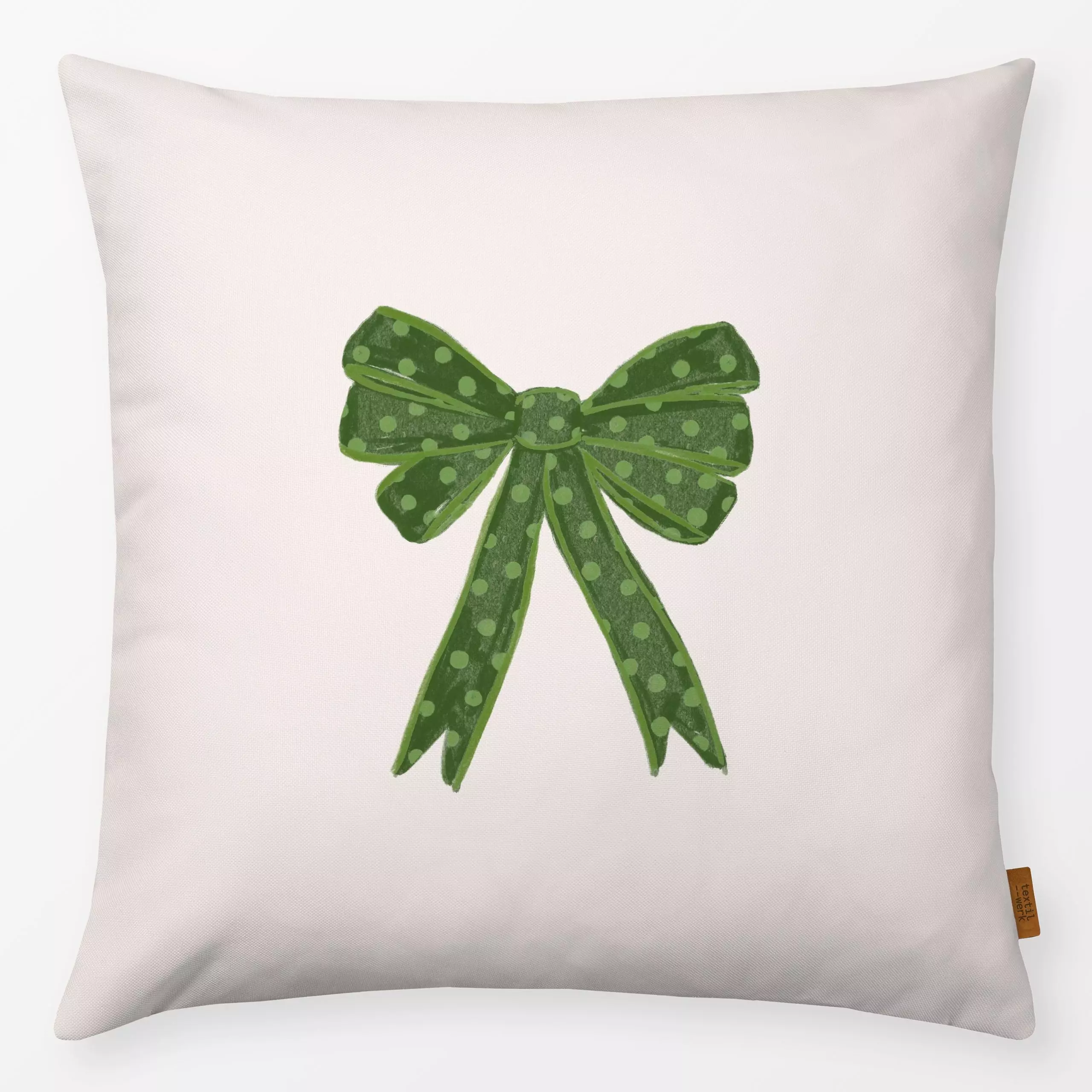 Kissen Schleife grün - Weihnachten, Winter, Anlässe - von „Kruth Design"; Punkte, schleife, gepunktet, kruthdesign, Sofakiss...