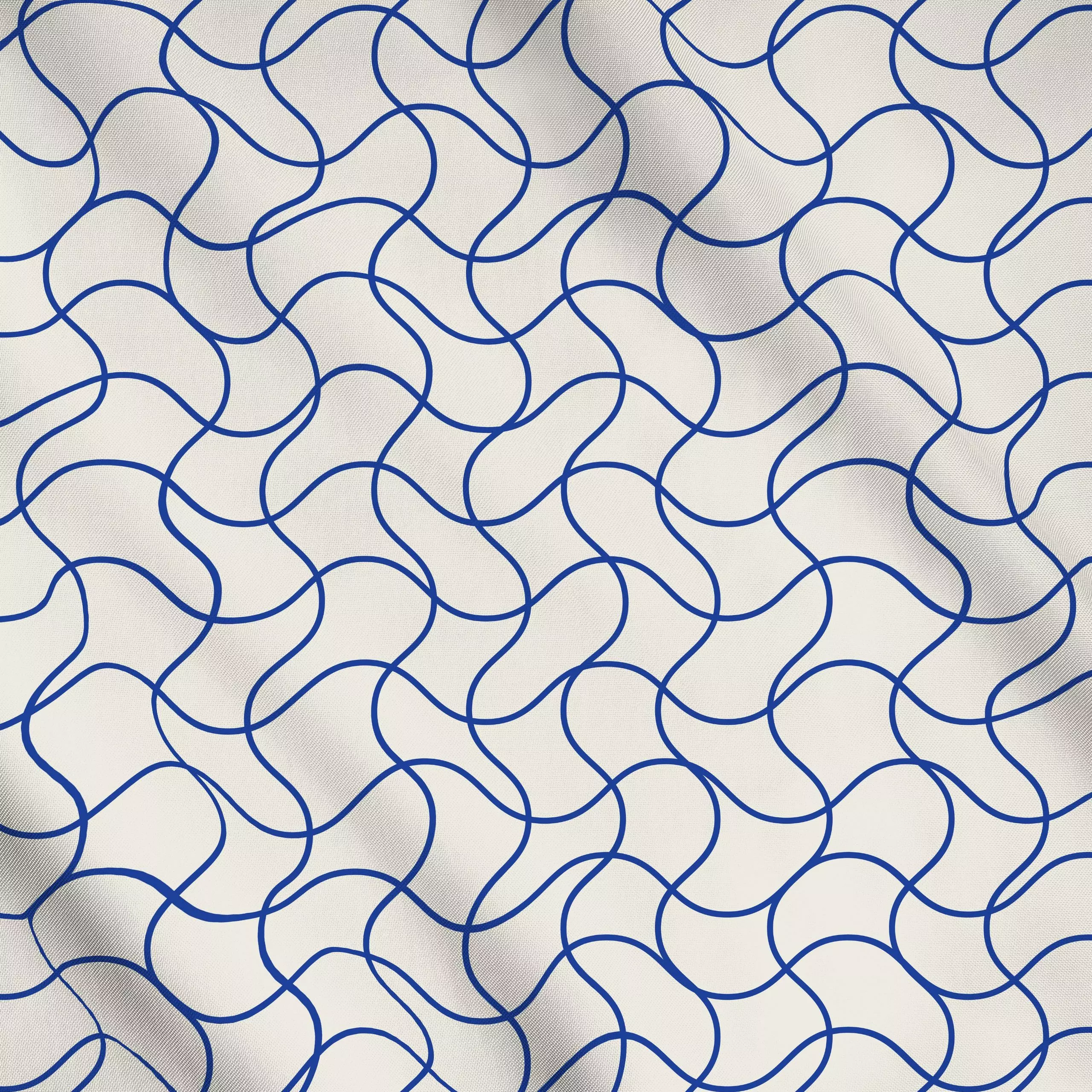 Meterware Wellen Karo Netz Blau Beige, gemustert, Sommer, von Mareen Heinz