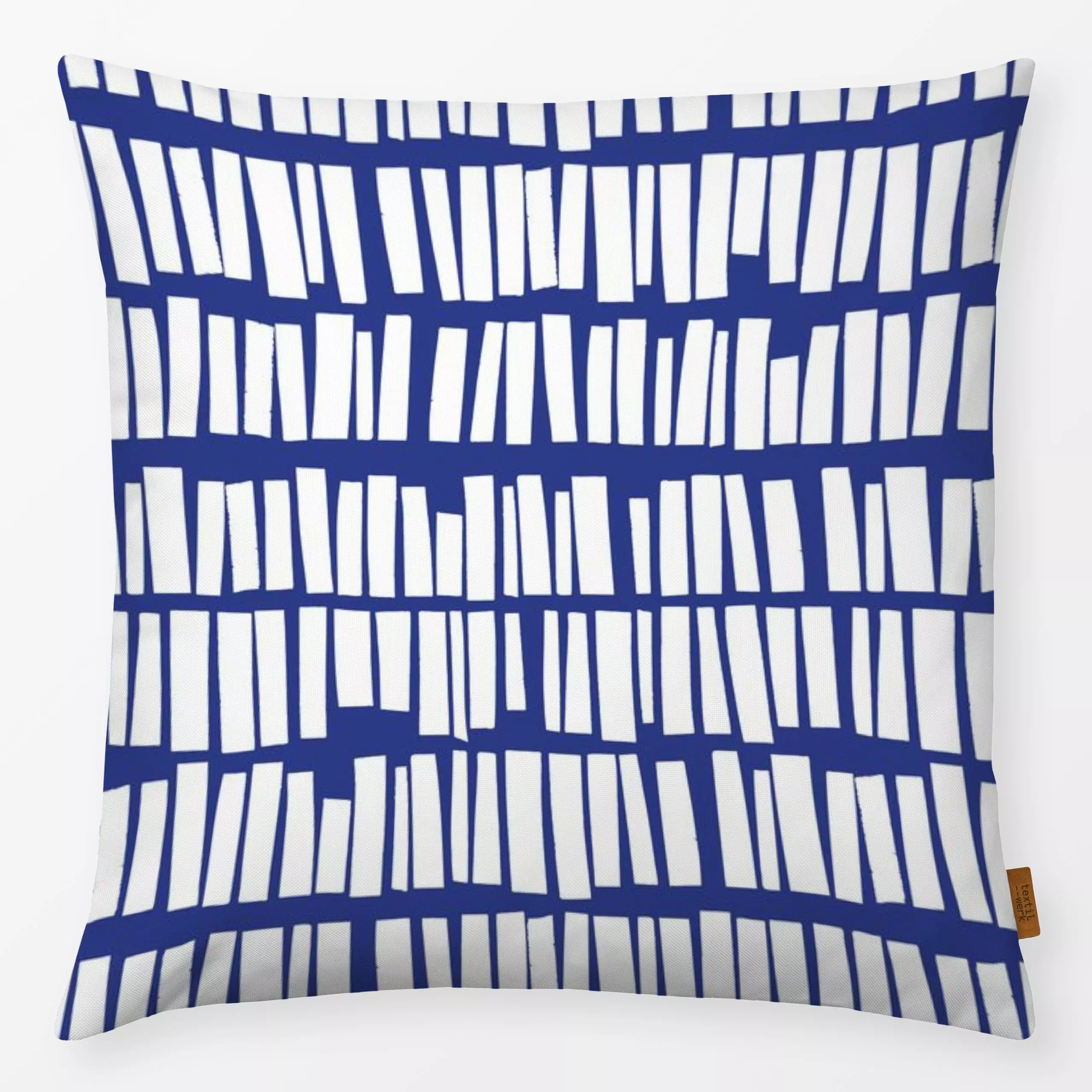 Kissen Muster Balken - Symbole & Muster - von „Kerstin Ax"; Muster, Streifen, Ozean, Meer, Sommer, blau, Weiss, Holz, Lebens...