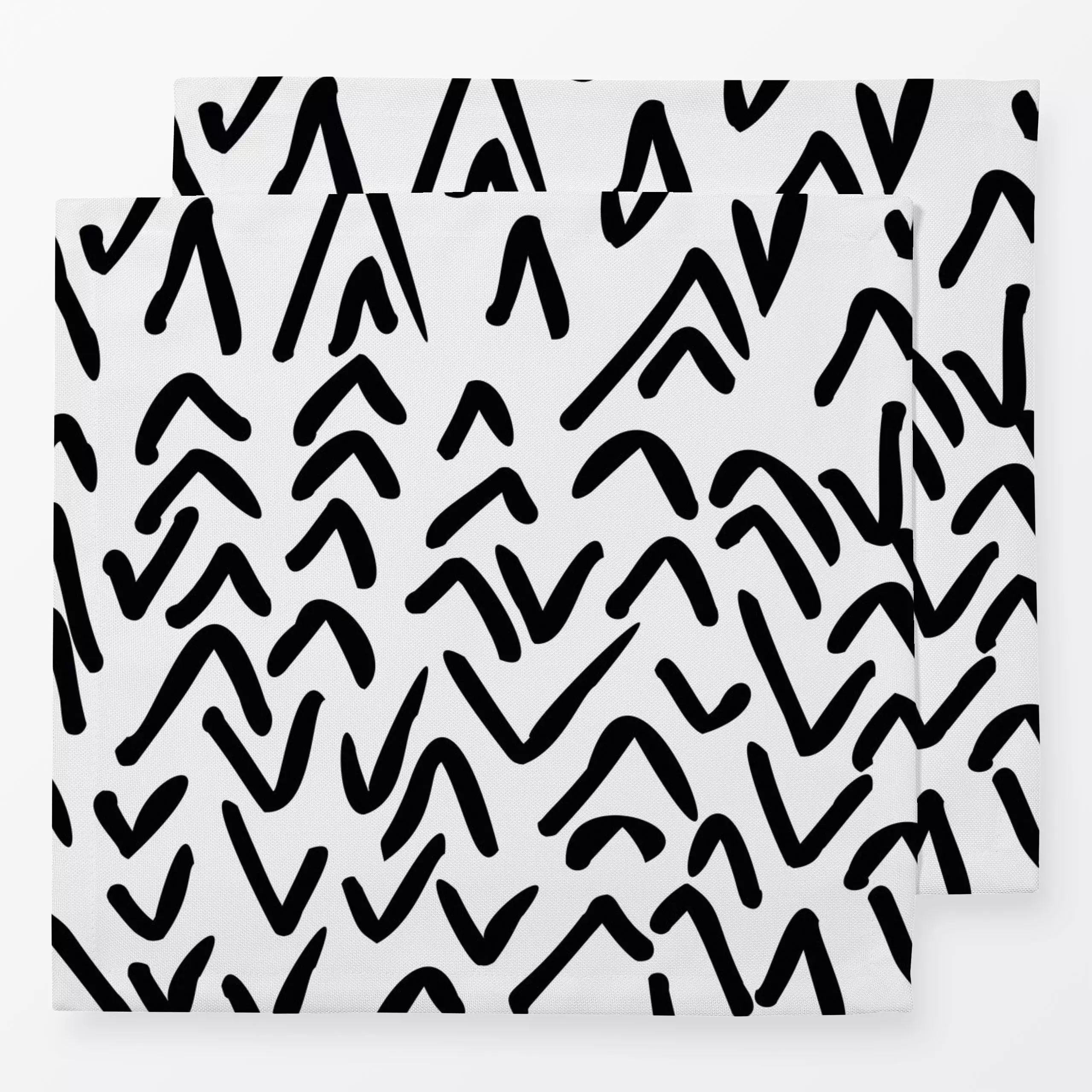 Servietten Zick Zack schwarz-weiss - Symbole & Muster - von „Kantioler Design"; abstrakt, Pinselstrich, Striche, grafisch, t...