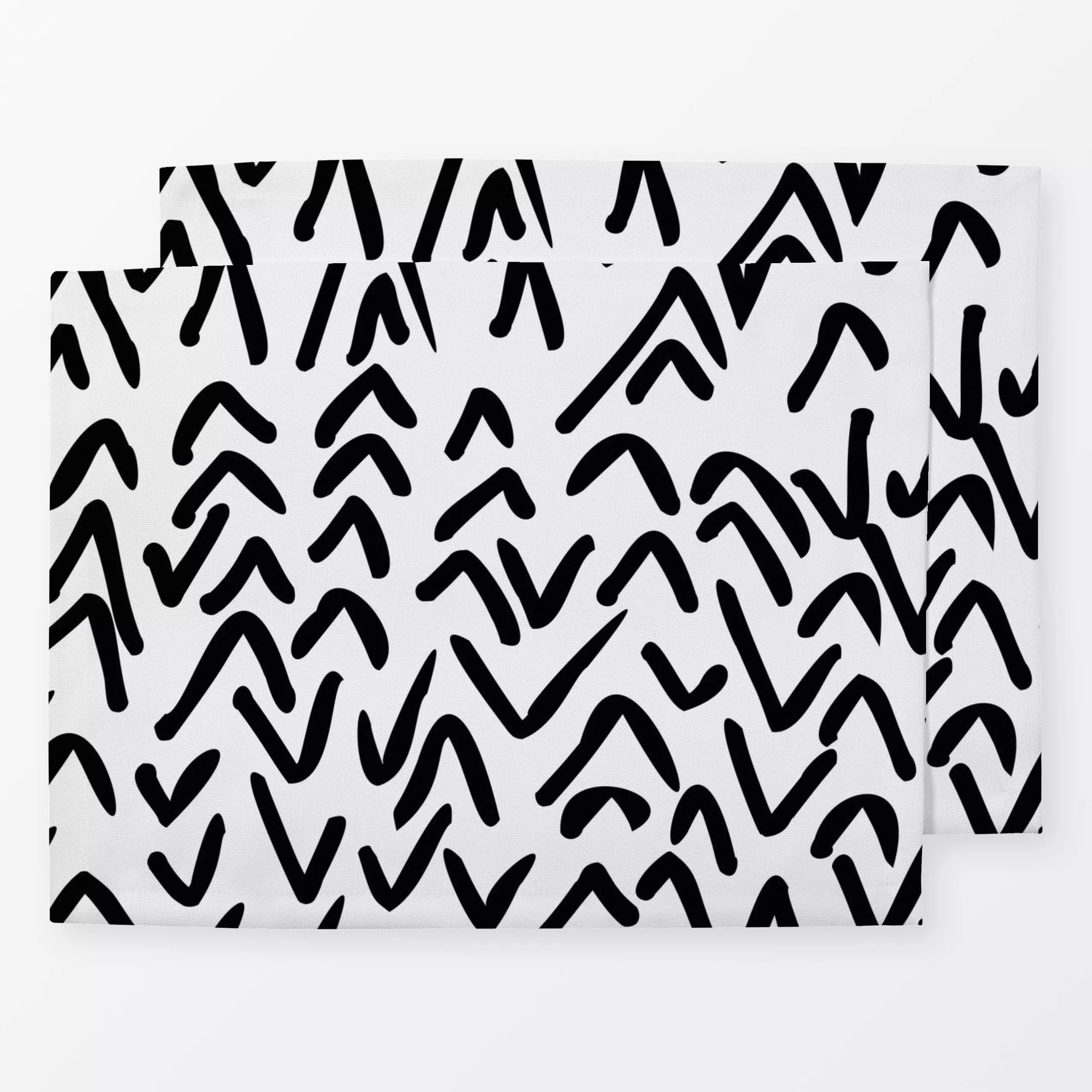 Tischset Zick Zack schwarz-weiss - Symbole & Muster - von „Kantioler Design"; abstrakt, Pinselstrich, Striche, grafisch, tre...