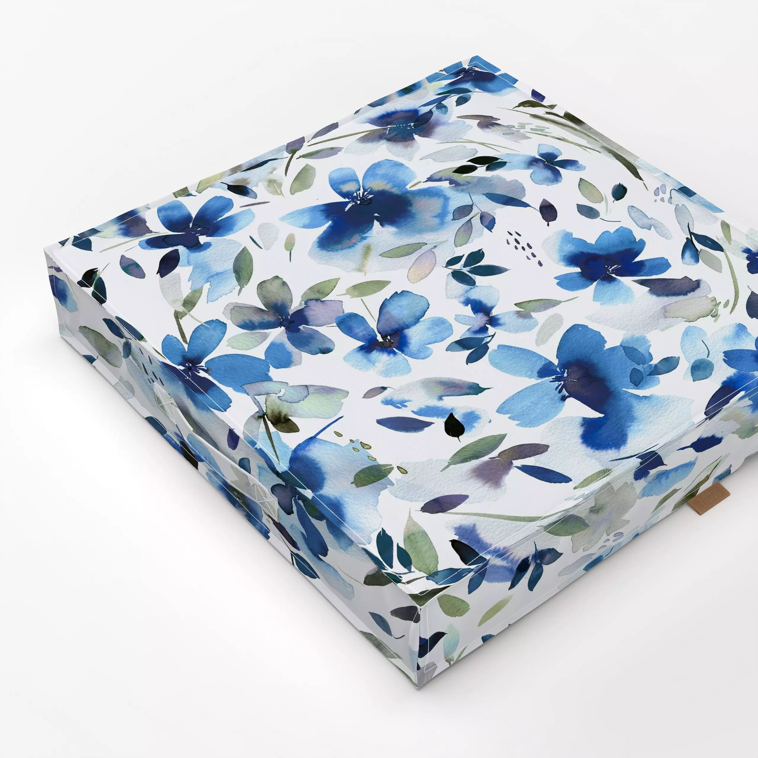 Bodenkissen Aquatic Summer Flowers Cobalt - Blumen & Florales, Symbole & Muster - von „Ninola Design "; boho, hippie, Aquare...