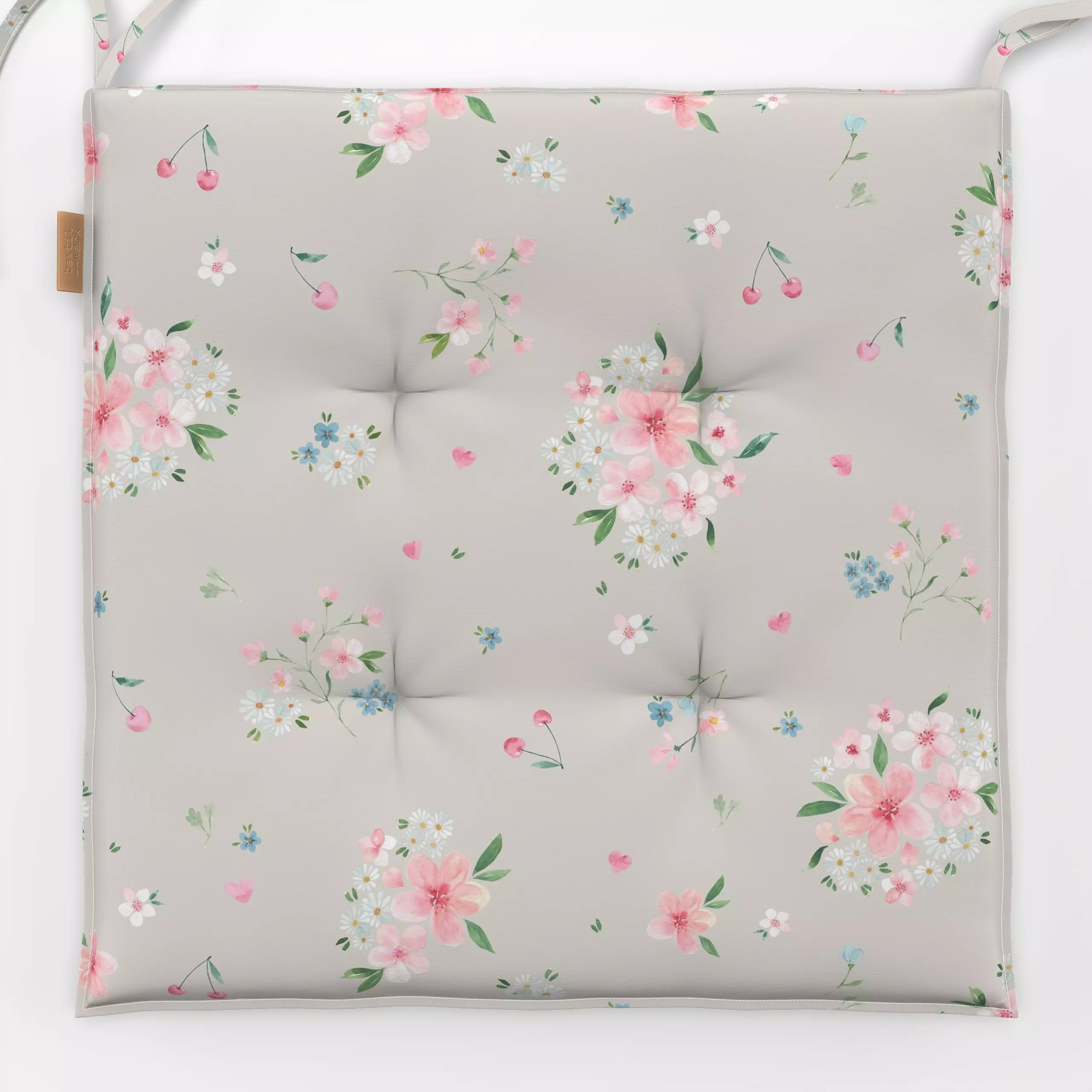 Sitzkissen Kirsch Blüten Traum beige - Blumen & Florales, Frühling - von „Katrin Graff"; allover, Blumen, Garten, Blüten, Ki...