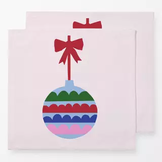 Servietten Christbaumkugel auf  hellrosa