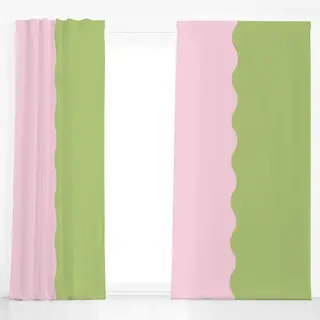Dekovorhang Colour Block Wave Rosa Grün