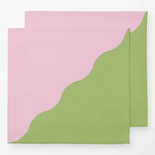 Servietten Colour Block Wave Rosa Grün