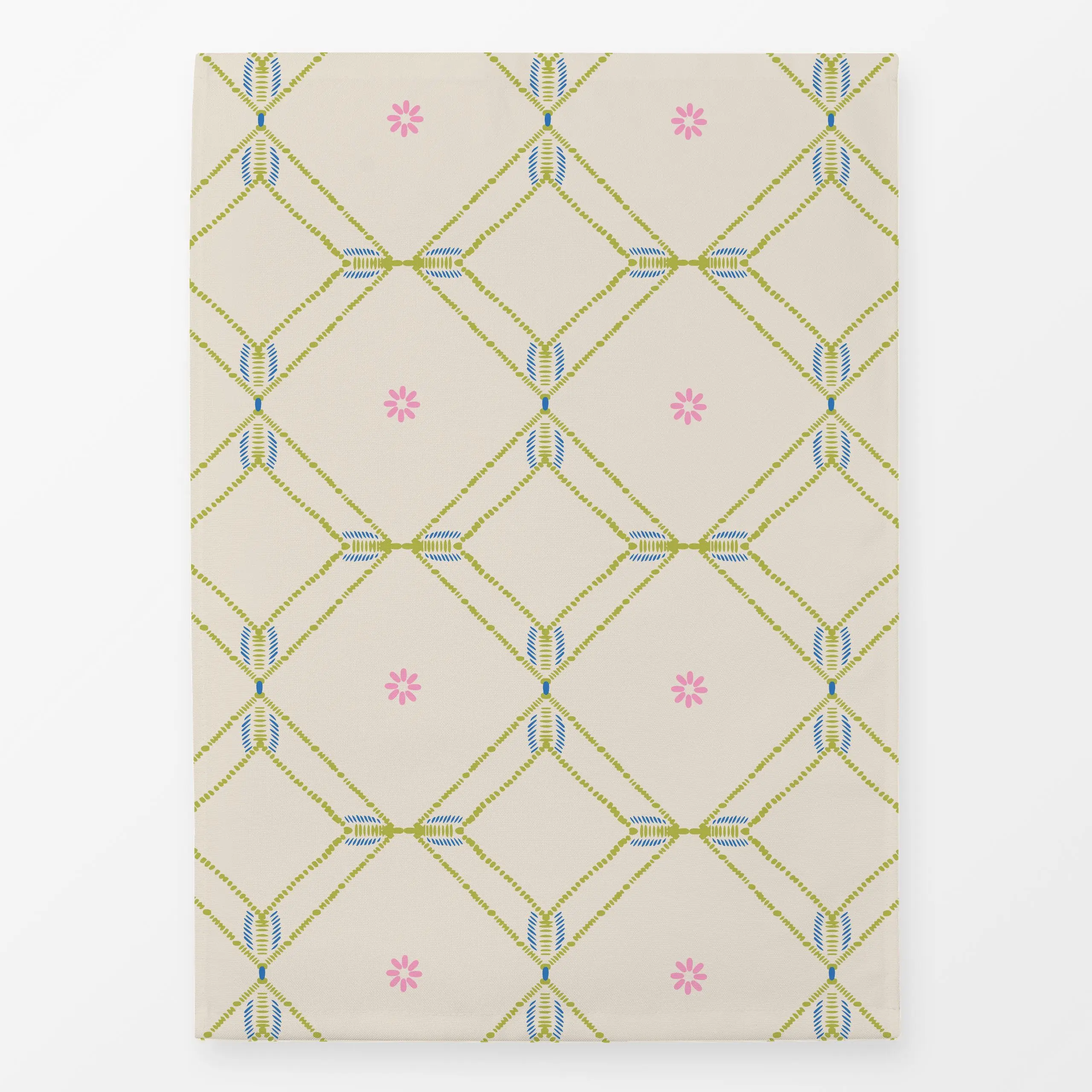 Geschirrtücher Diamond Floral Tile green - Blumen & Florales, Sommer, Symbole & Muster - von „Patries Elisabeth"; floral, me...