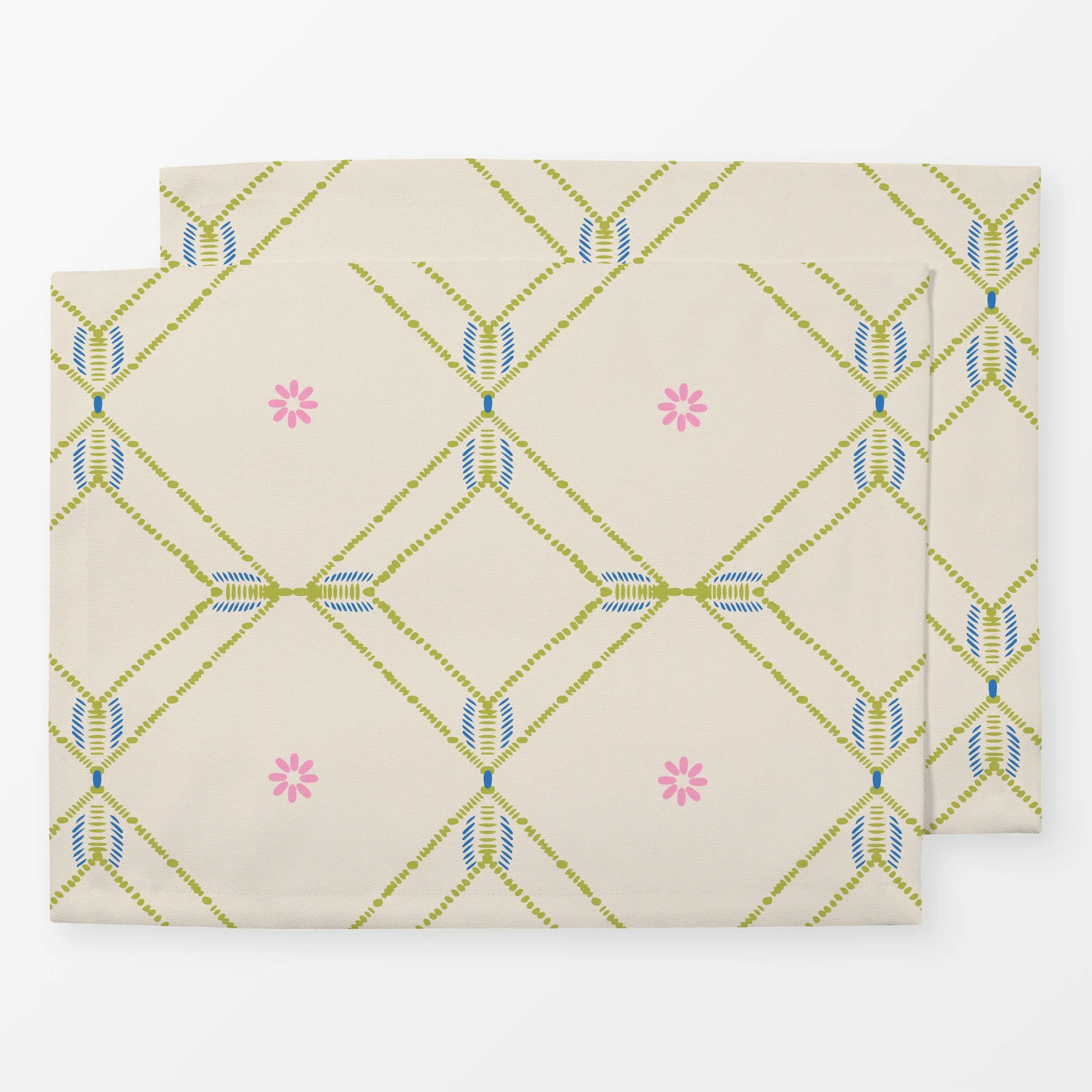 Tischset Diamond Floral Tile green - Blumen & Florales, Sommer, Symbole & Muster - von „Patries Elisabeth"; floral, mediterr...