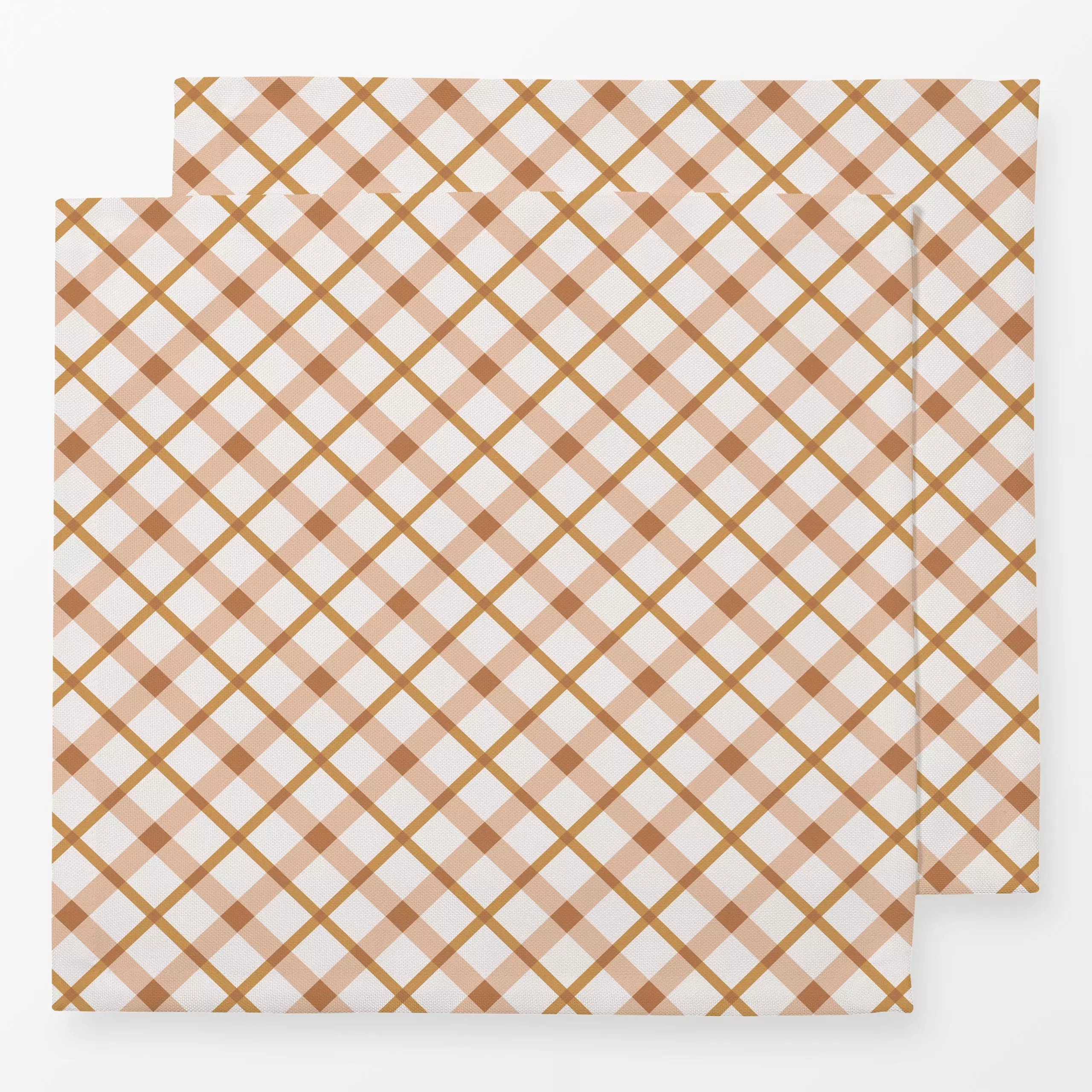 Servietten Karos beige senfgelb - Herbst, Symbole & Muster - von „Kathrin Woo"; Geometrisch, Herbst, Herbstdeko, Karos, kari...