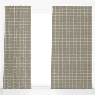Dekovorhang Karo Grid Muster Beige Grün