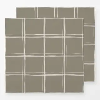 Servietten Karo Grid Muster Beige Grün