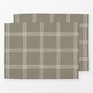 Tischset Karo Grid Muster Beige Grün