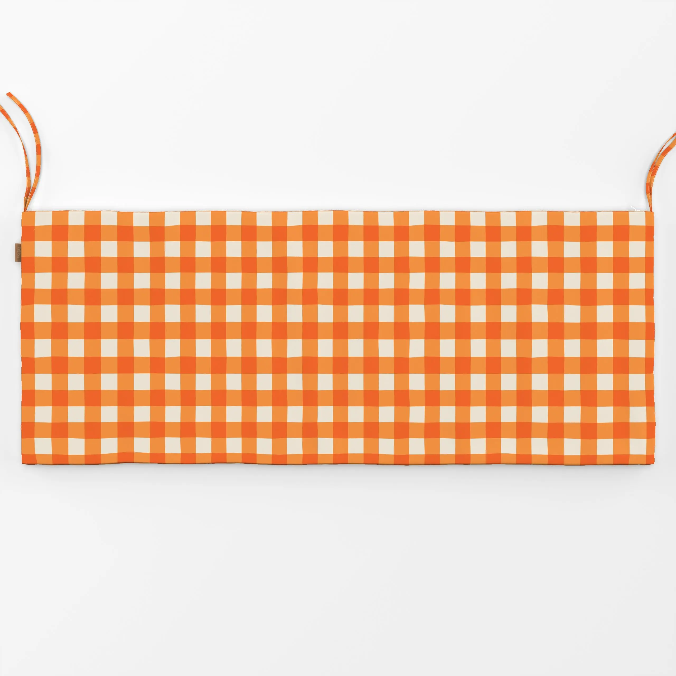 Bankauflage Karomuster orange - Herbst, Sommer, Symbole & Muster - von „Karen Menzenbach"; Sommer, Karo, Italien, kariert, P...