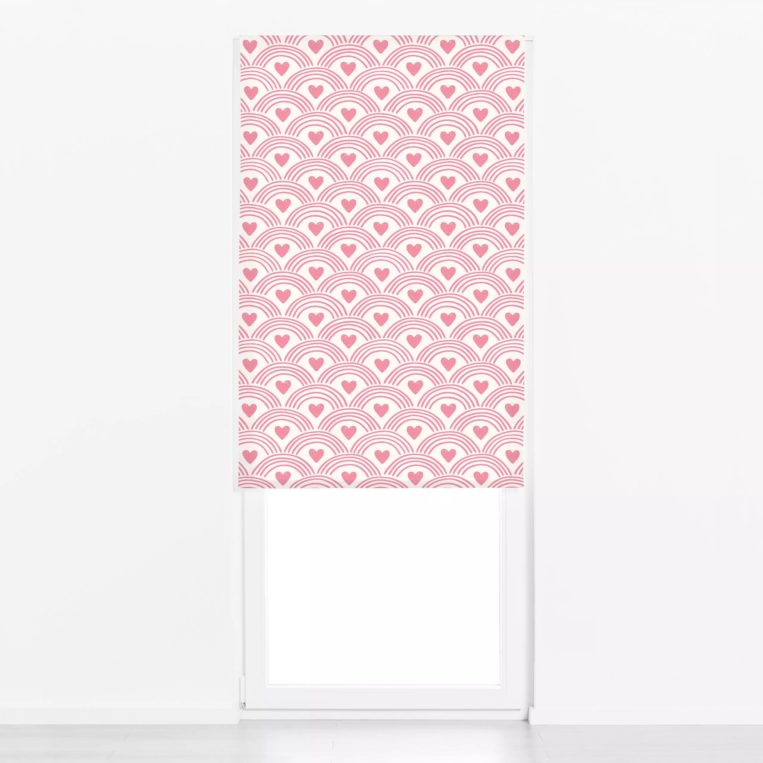 Raffrollo Scallop beige pink - Kinderzimmer & Motive für Kinder, Liebe, Romantik & Pride - von „Kathrin Woo"; Kinder, Herzen...