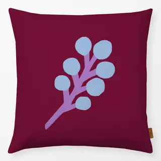 Kissen Zweig burgundy hellblau
