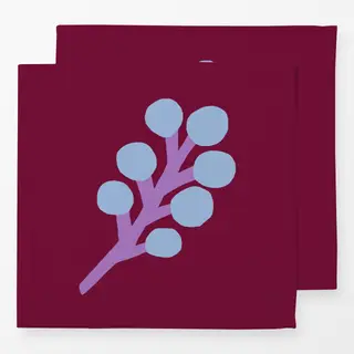 Servietten Zweig burgundy hellblau
