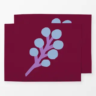 Tischset Zweig burgundy hellblau
