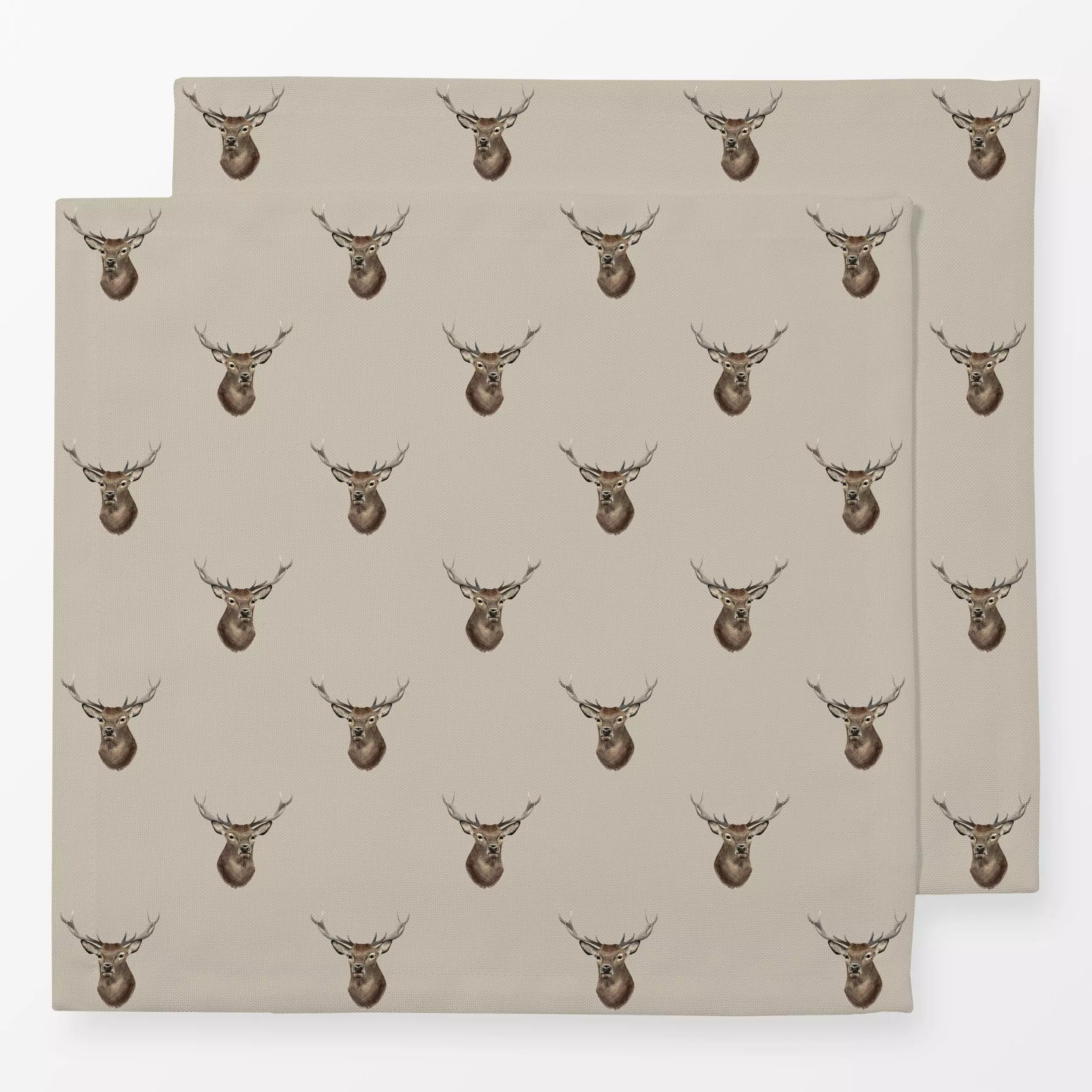 Servietten Hirschkopf cottage beige - Tiere, Winter - von „Katrin Graff"; Wald, Winter, Herbst, Hirsch, Waldtiere, herbstlic...