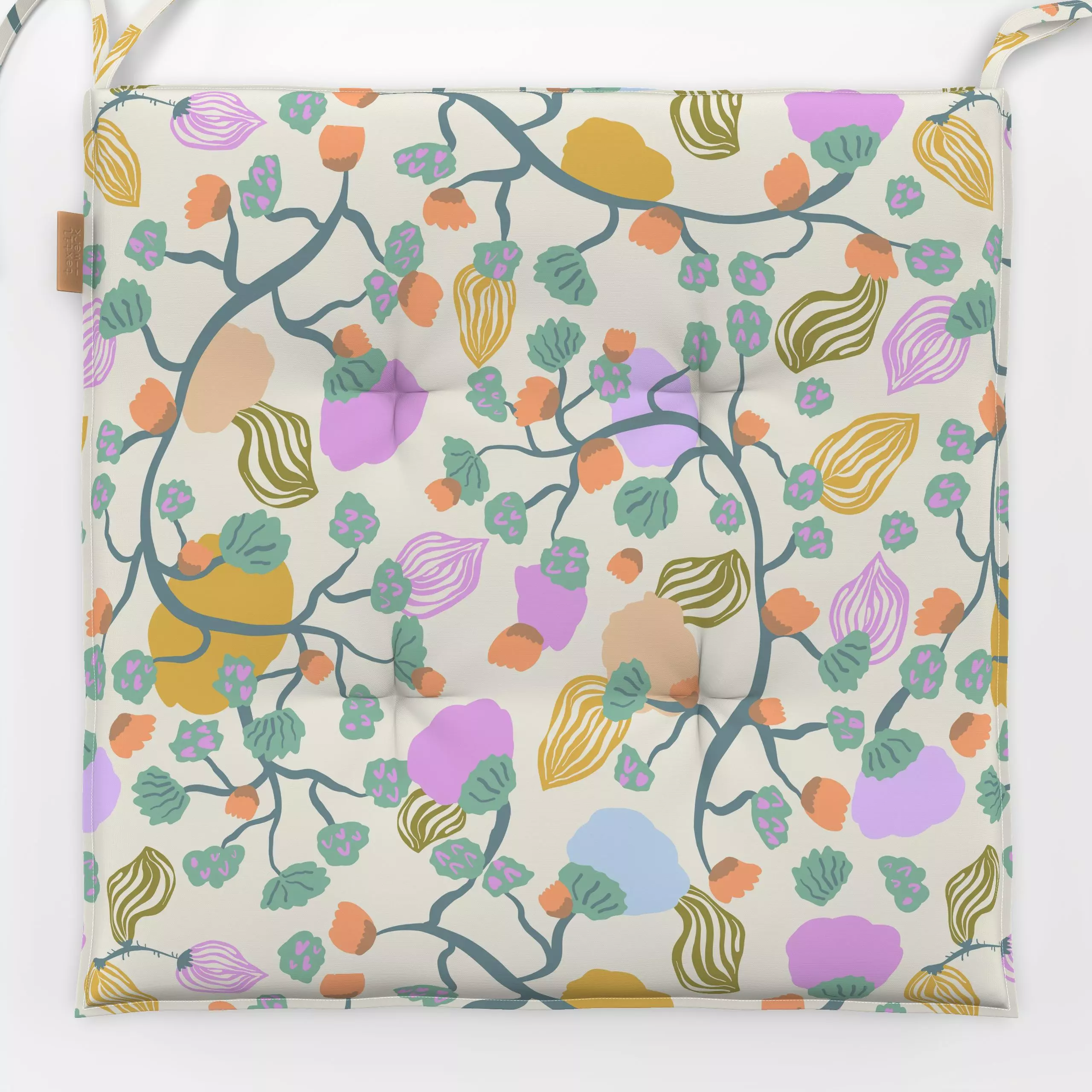 Sitzkissen Hidden Garden Blossoms Pastel - Blumen & Florales, Symbole & Muster - von „Patries Elisabeth"; boho, Orange, pink...