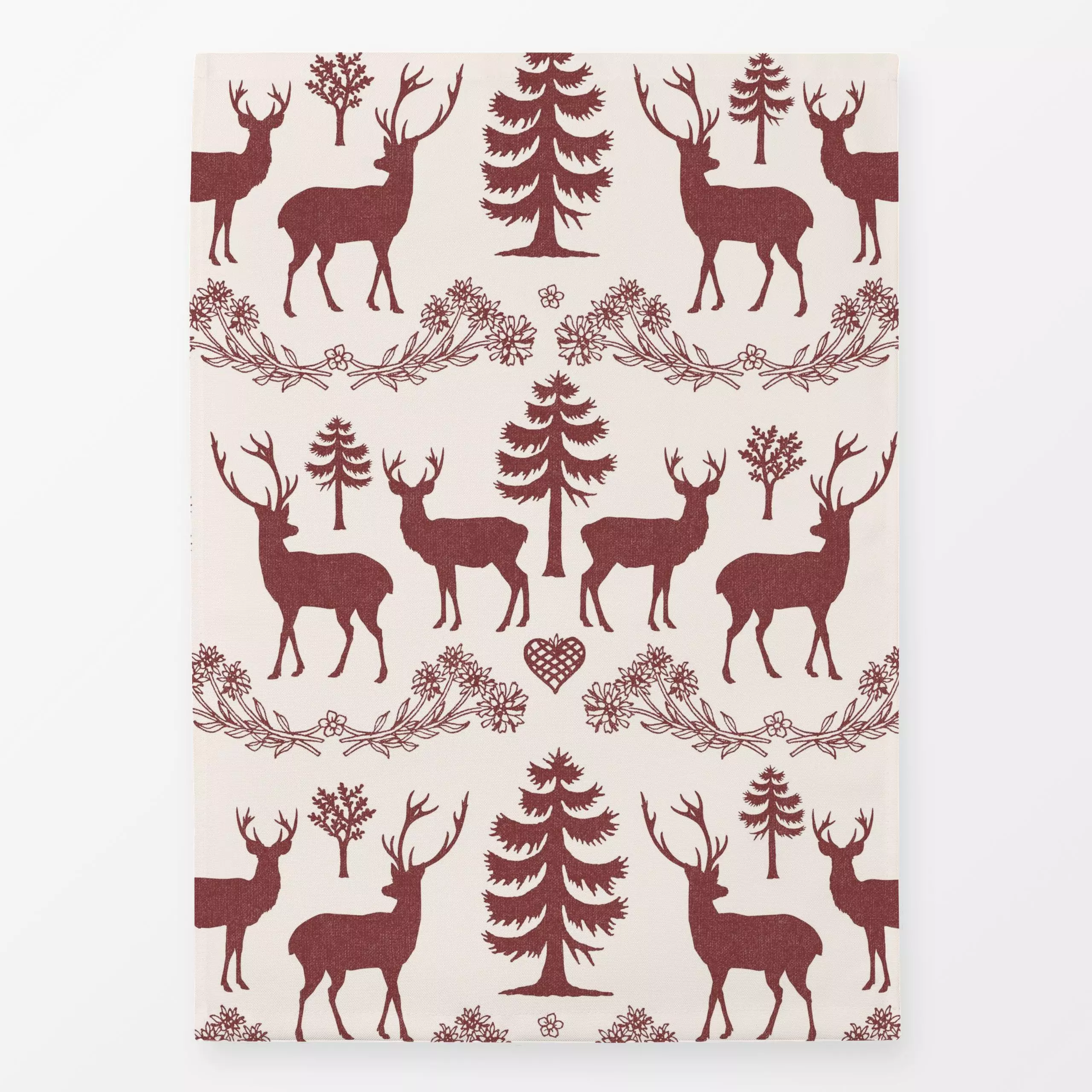 Geschirrtücher Alpine Woodland deer I - Weihnachten, Pflanzen & Botanik - von „Bloomery Decor"; vintage, Hirsch, winterdeko,...
