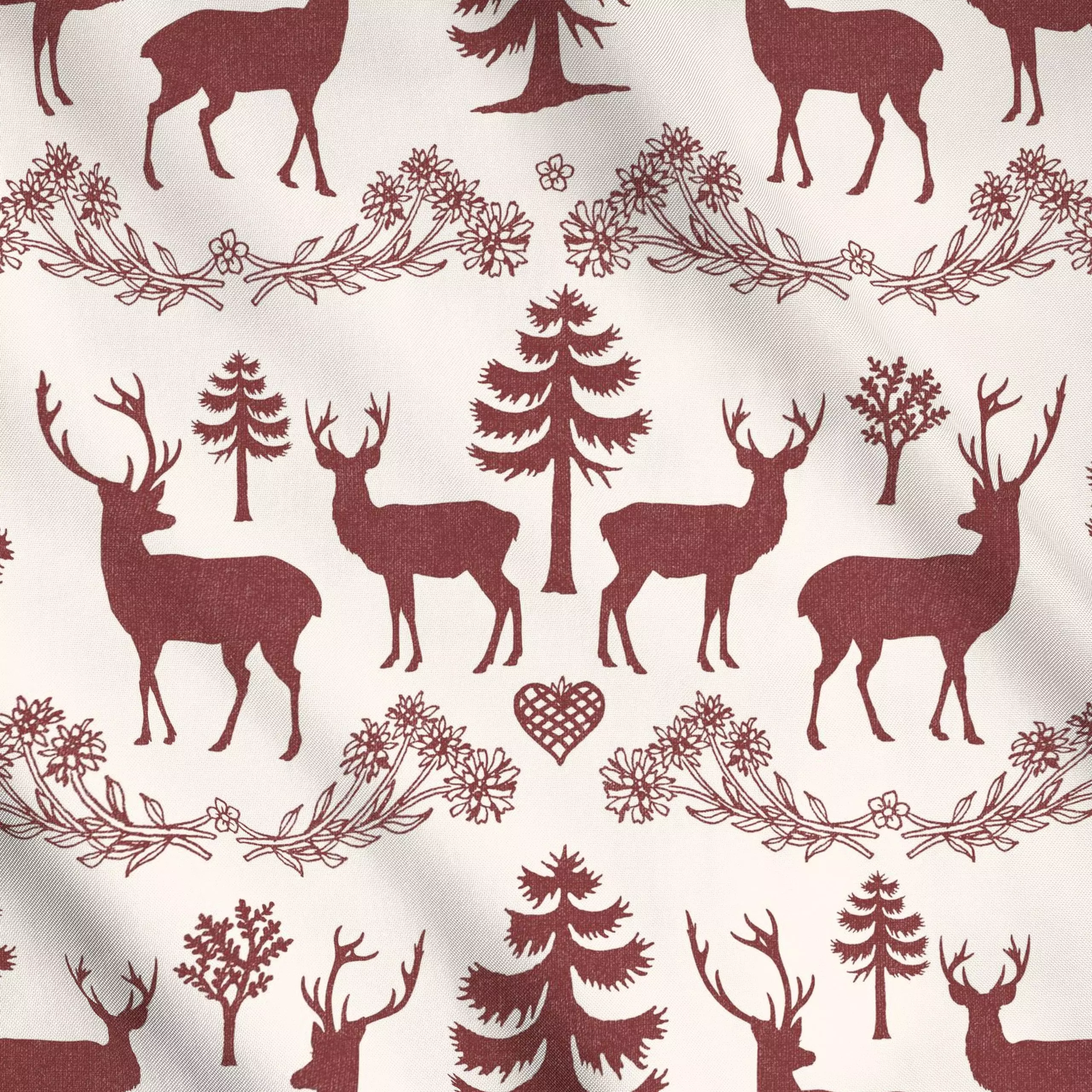 Meterware Alpine Woodland deer I - Weihnachten, Pflanzen & Botanik - von „Bloomery Decor"; vintage, Hirsch, winterdeko, tree...